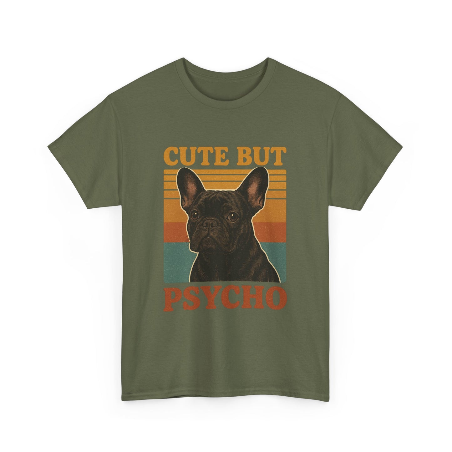 French Bulldog Cute But Psycho Unisex Tee, Funny Dog Lover Shirt, Moonwoven Design, Gift for Animal Lovers, Frenchie Tee, Graphic Dog Print