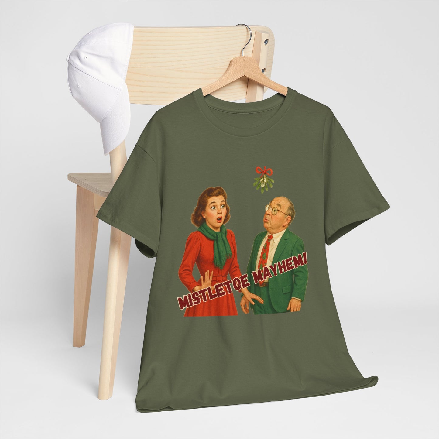 Mistletoe Mayhem, vintage inspired Christmas t-shirt