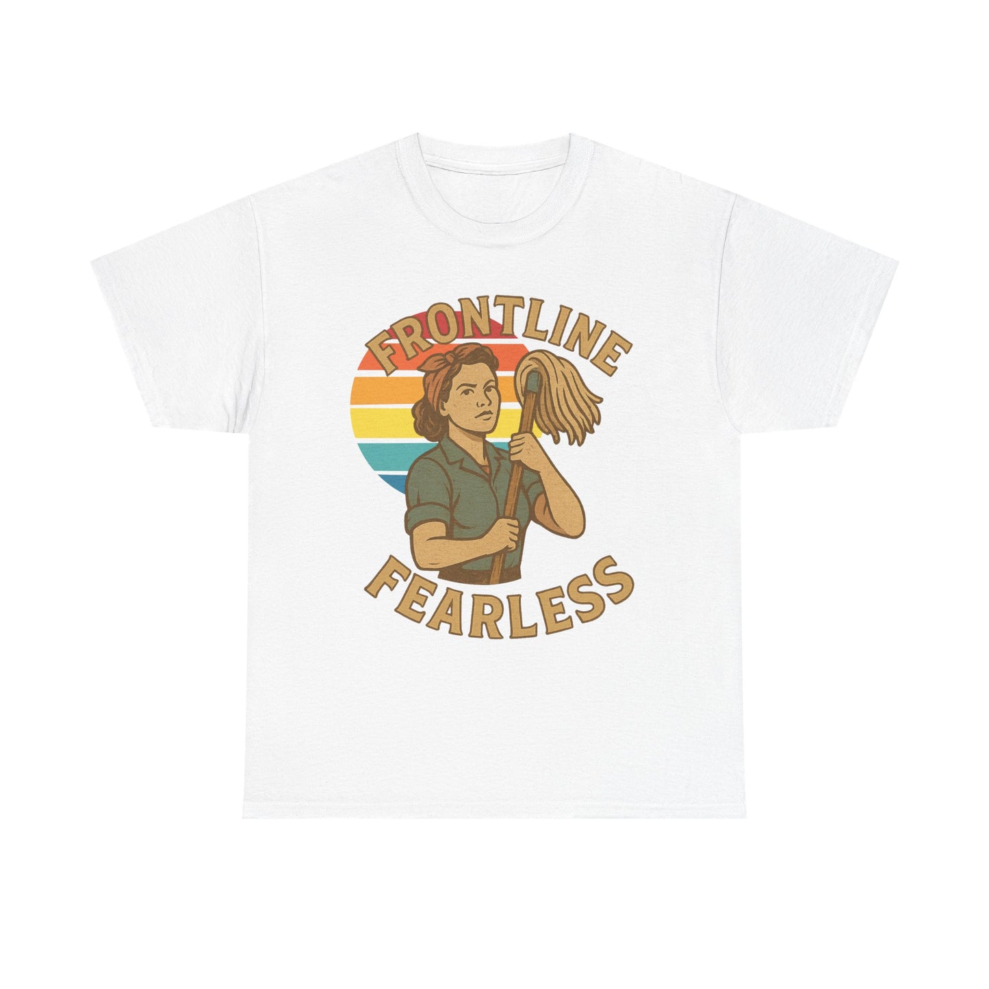 Fearless Frontline Unisex Heavy Cotton Tee, Inspirational T-Shirt, Women's Empowerment Shirt, Everyday Comfort Wear, Gift for Heroes