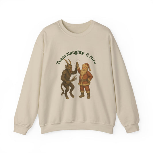 Naughty or Nice? Santa & Krampus High Five Holiday Crewneck