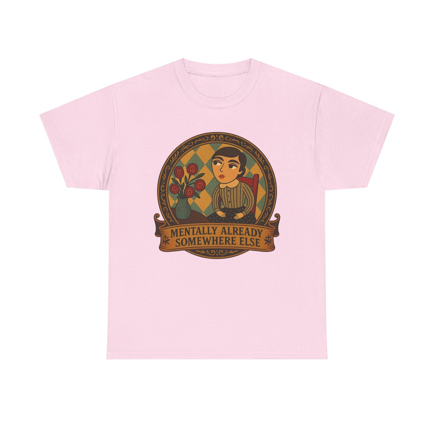 Retro Graphic Tee: 'Mentally Already Somewhere Else', Original Art t-shirt, Casual Wear, Vintage Style, Gift for Dreamers,