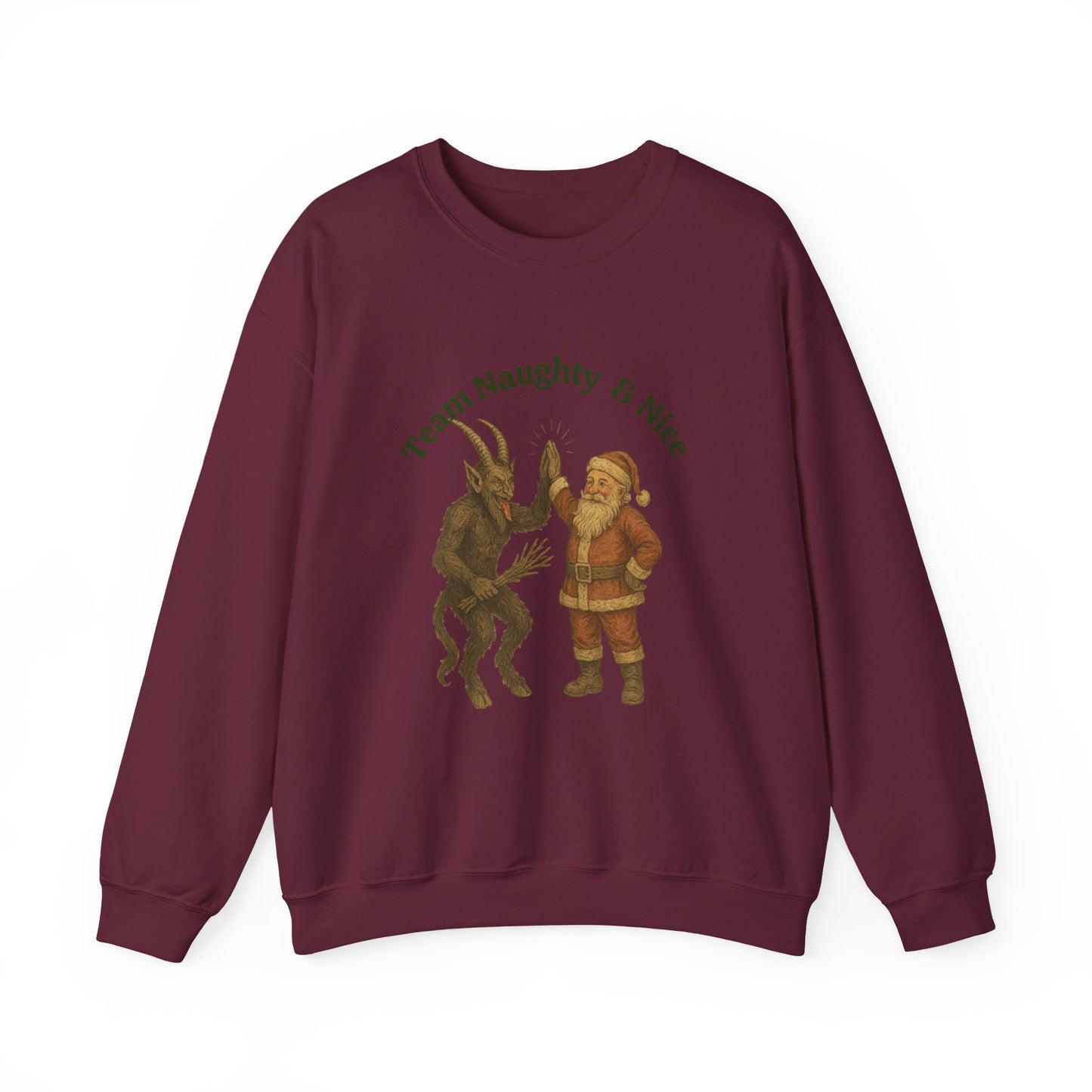 Naughty or Nice? Santa & Krampus High Five Holiday Crewneck