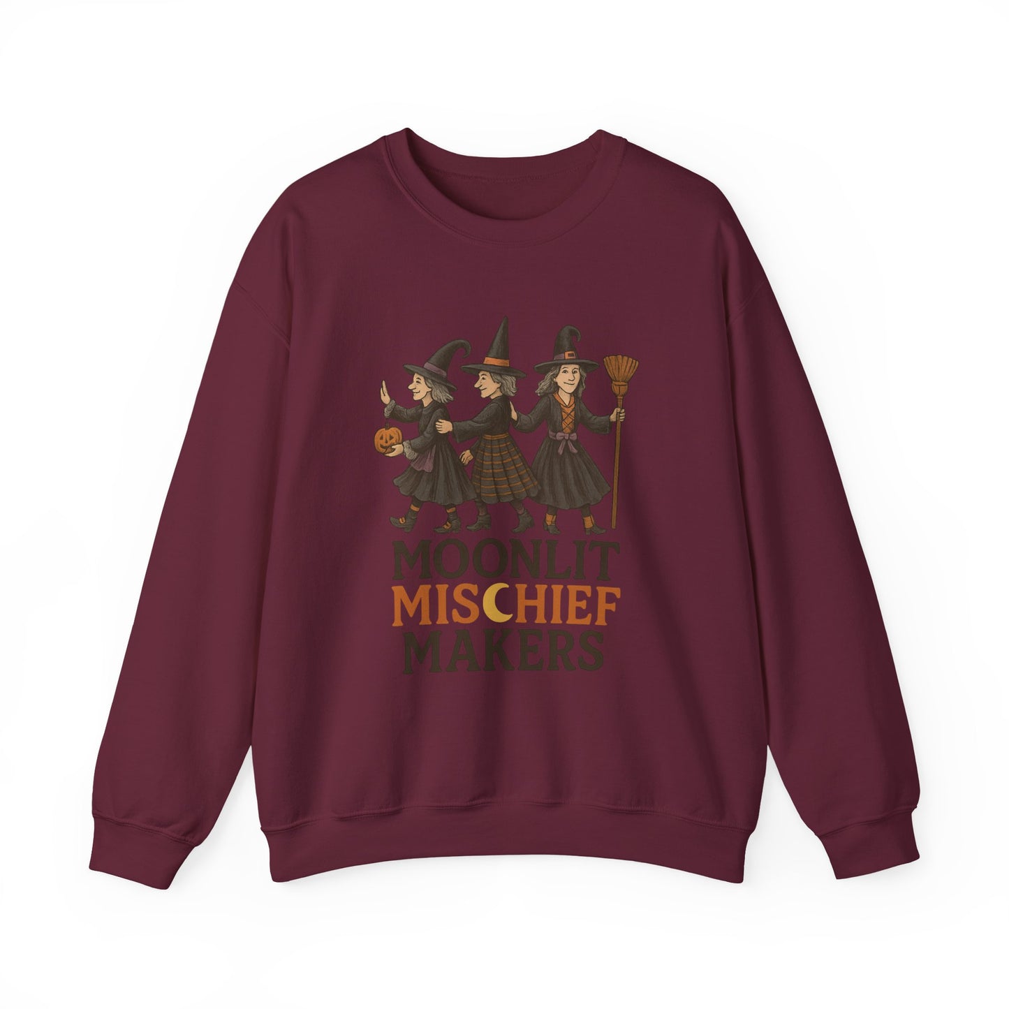 Moonlit Mischief Makers Sweatshirt - Cozy Halloween Crewneck, Perfect Gift for Fall,Casual Style, design by Moonwoven by Luna