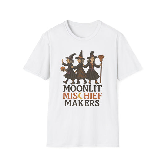 Moonlit Mischief Makers T-Shirt | Halloween, Witch Costume Tee, Unisex Graphic Shirt, Cute Halloween Outfit, Fall Fashion