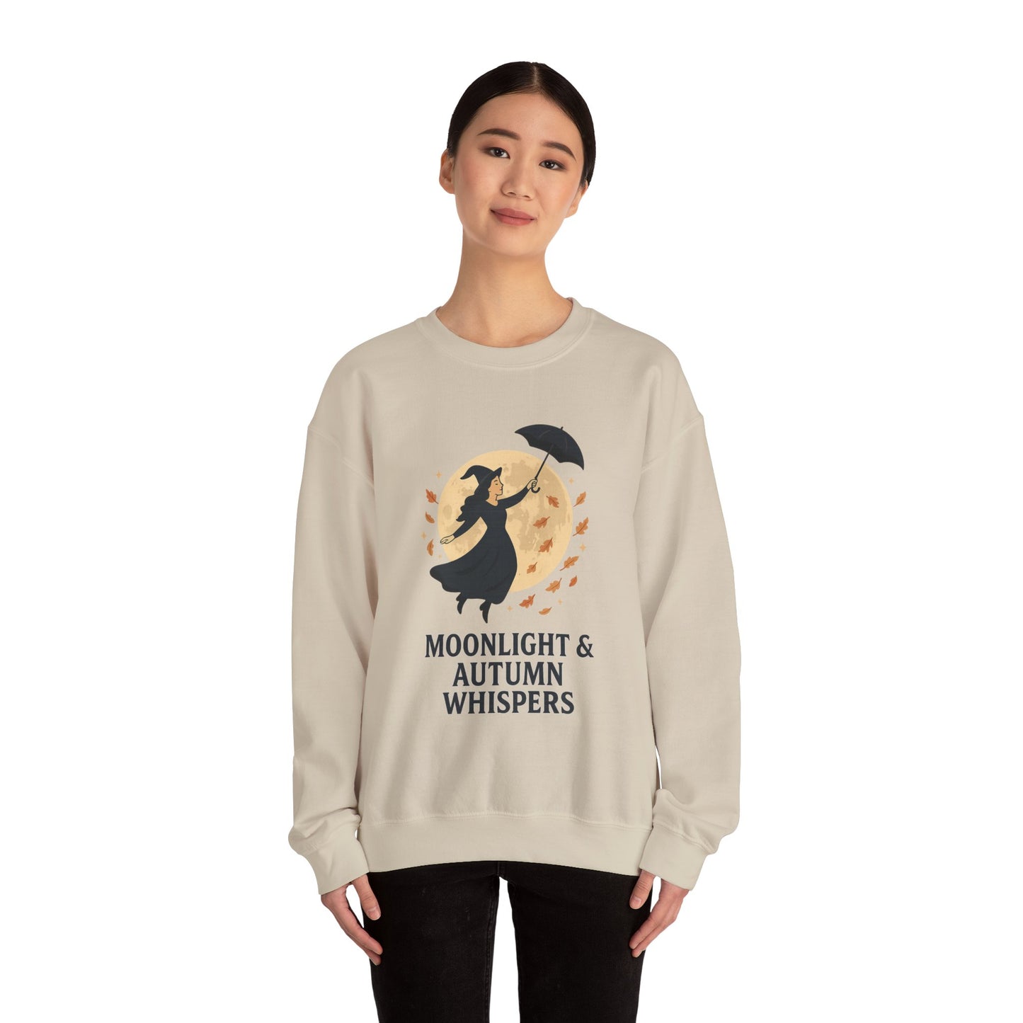 Moonlight & Autumn Whispers Crewneck Sweatshirt, Cozy Fall Sweatshirt, Witchy Sweatshirt, Halloween Apparel, Gift for Her