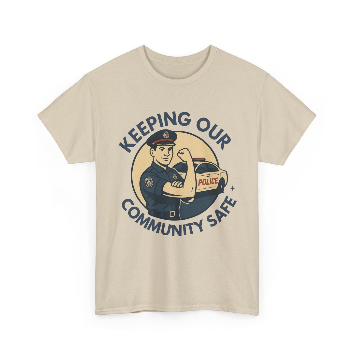 Male Police, Community Safety Tee - Unisex Heavy Cotton Shirt, Police Appreciation T-Shirt, Gift for Heroes, Casual Wear, Law Enforcement Support