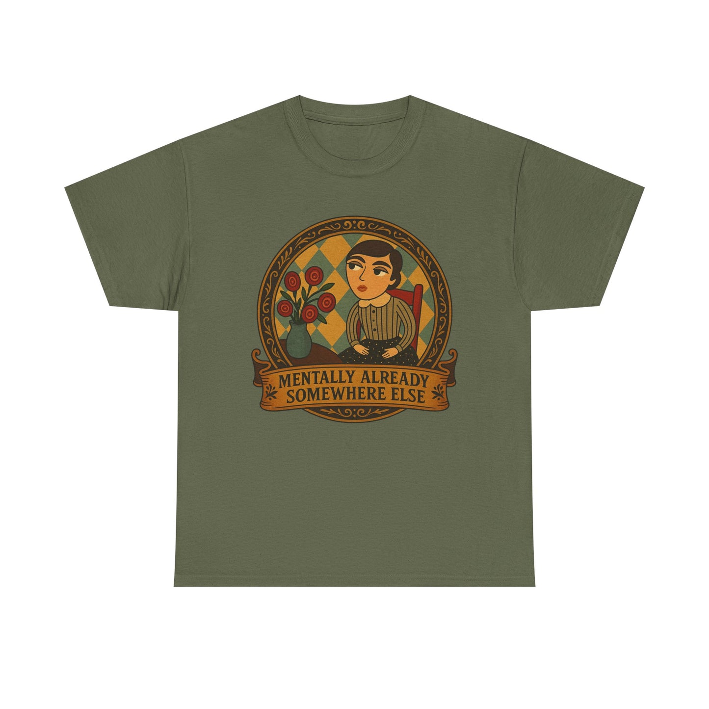 Retro Graphic Tee: 'Mentally Already Somewhere Else', Original Art t-shirt, Casual Wear, Vintage Style, Gift for Dreamers,