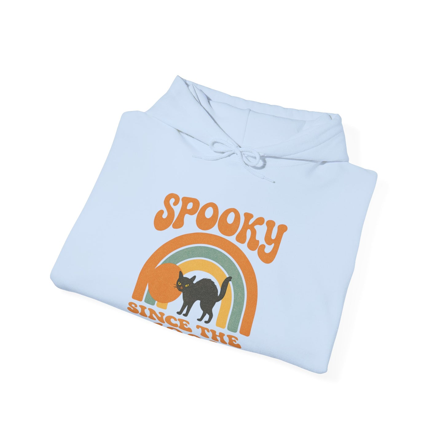 Spooky Since the 1900's , Retro Halloween Hooded Sweatshirt, Vintage Black Cat Graphic.