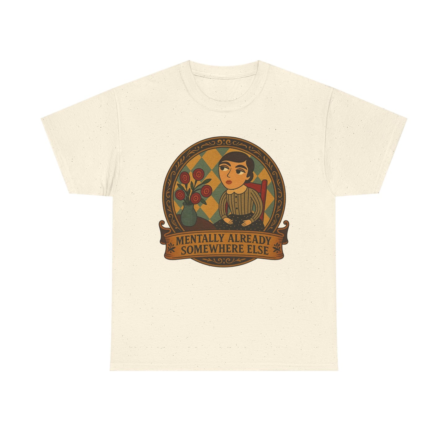 Retro Graphic Tee: 'Mentally Already Somewhere Else', Original Art t-shirt, Casual Wear, Vintage Style, Gift for Dreamers,