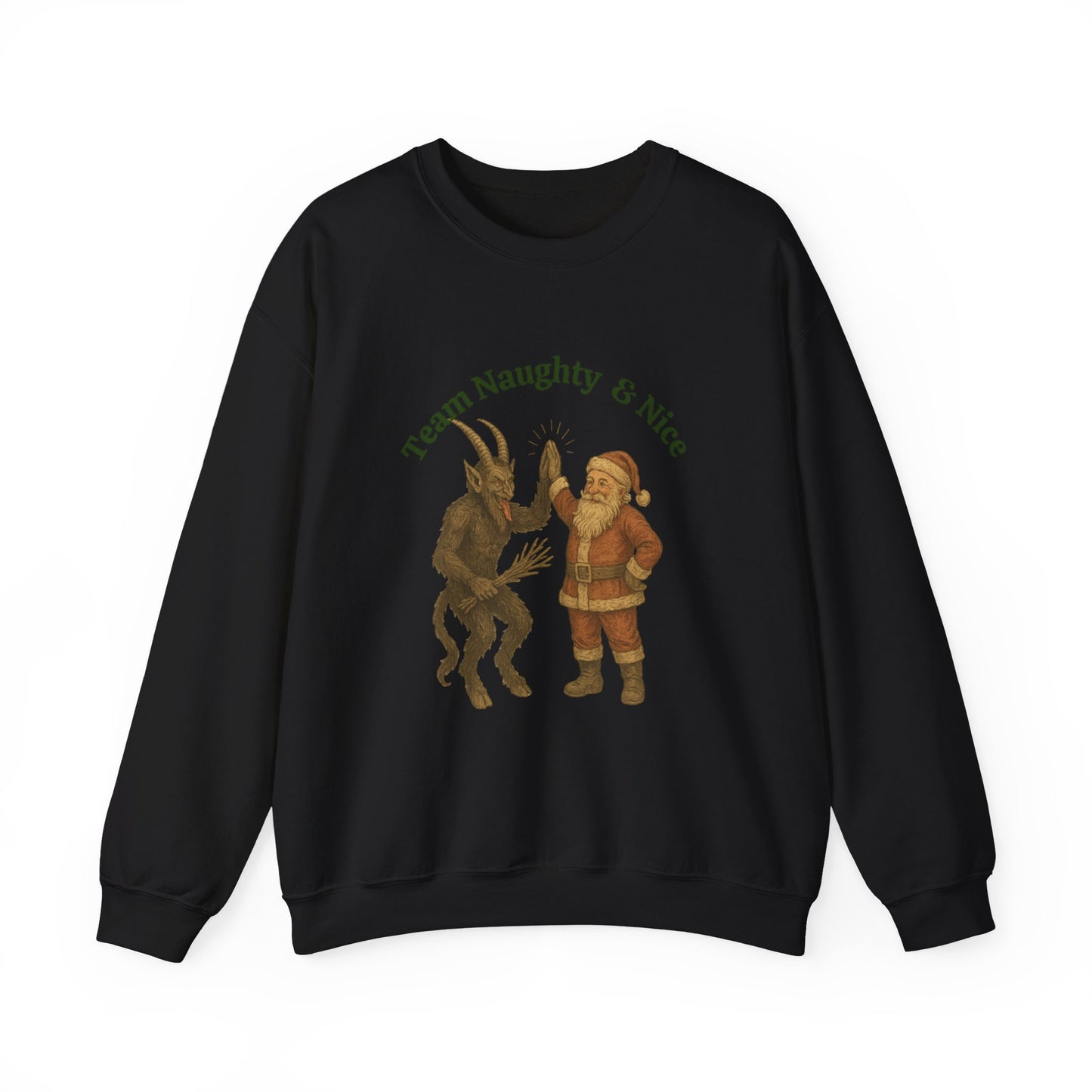 Naughty or Nice? Santa & Krampus High Five Holiday Crewneck