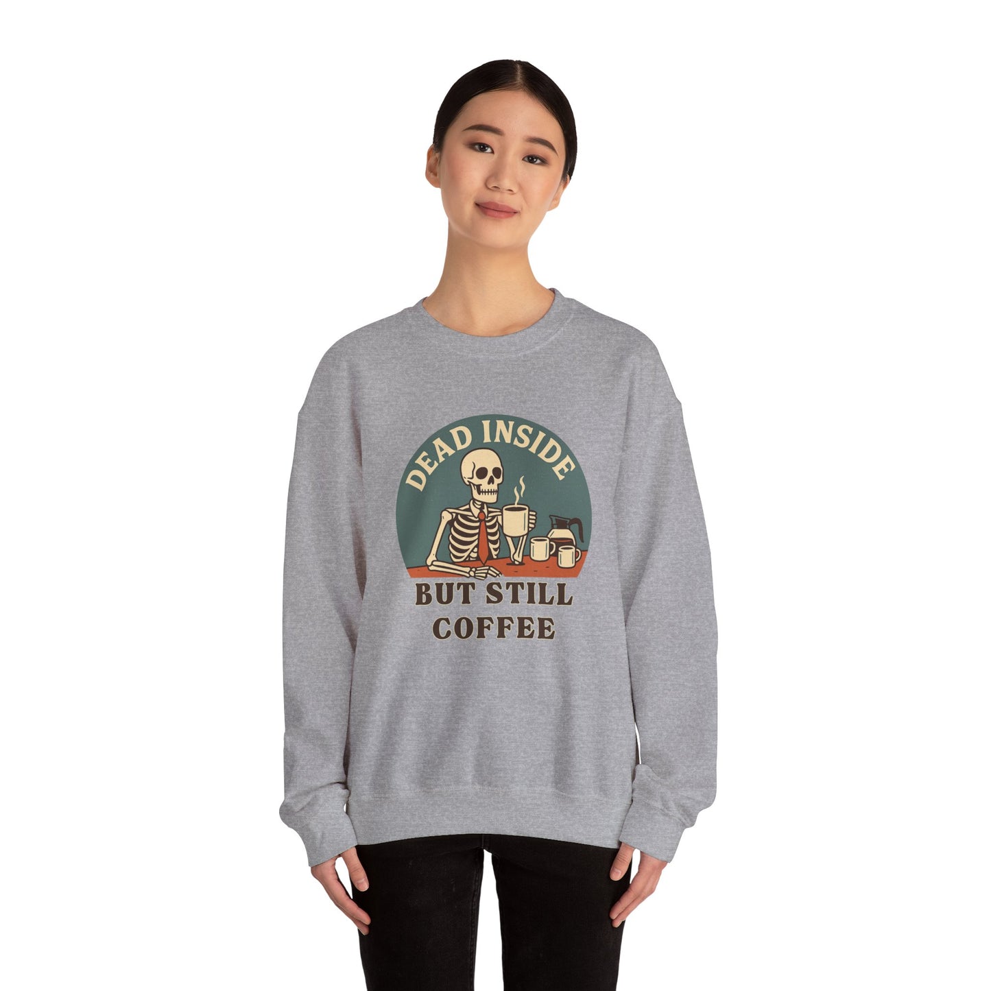 Dead Inside, But Still Coffee, Unisex Heavy Blend™ Crewneck Sweatshirt