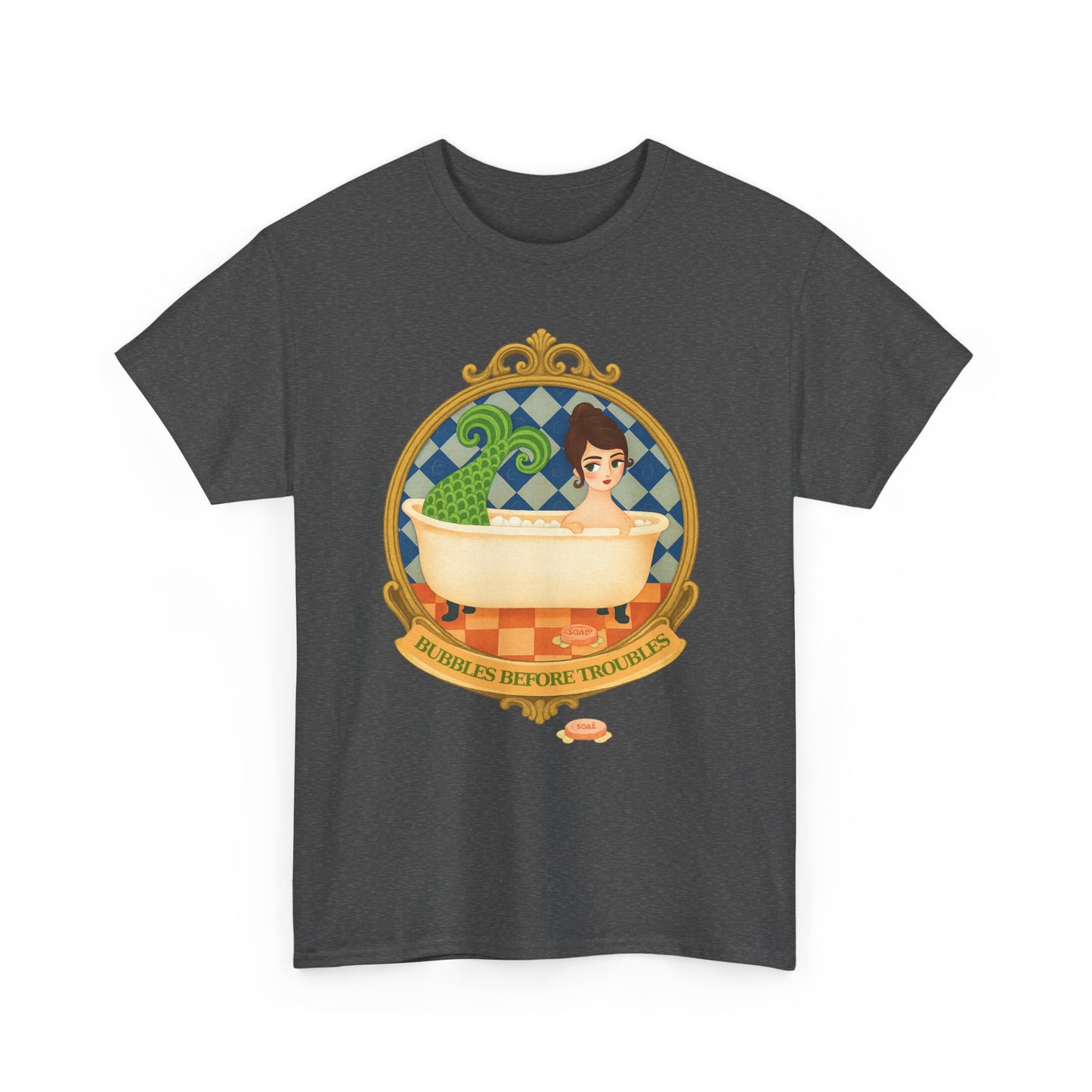 Mermaid Troubles ,Whimsical Bathtub Tee | Fun Gift for Aquatic Lovers, Retro Style T-Shirt, Quirky Graphic Tee, Unique Casual Wear, Bath-Themed Apparel