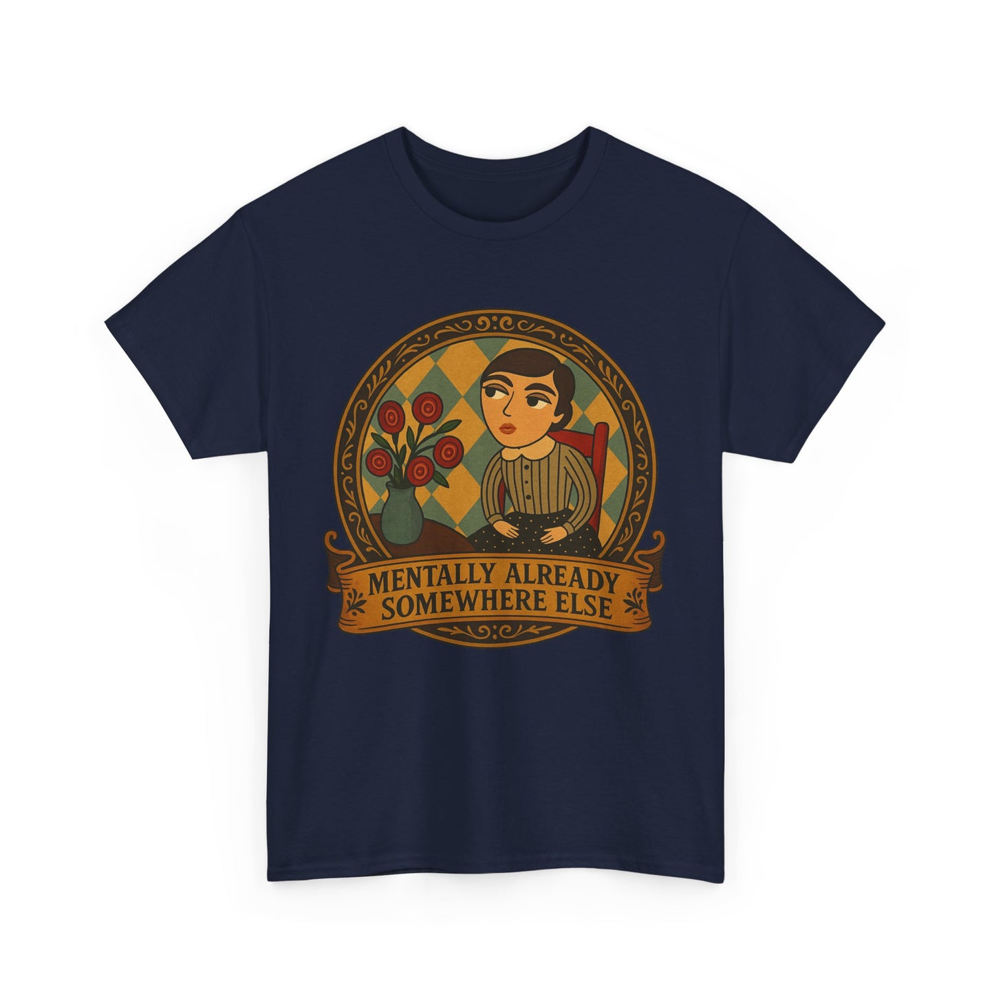 Retro Graphic Tee: 'Mentally Already Somewhere Else', Original Art t-shirt, Casual Wear, Vintage Style, Gift for Dreamers,