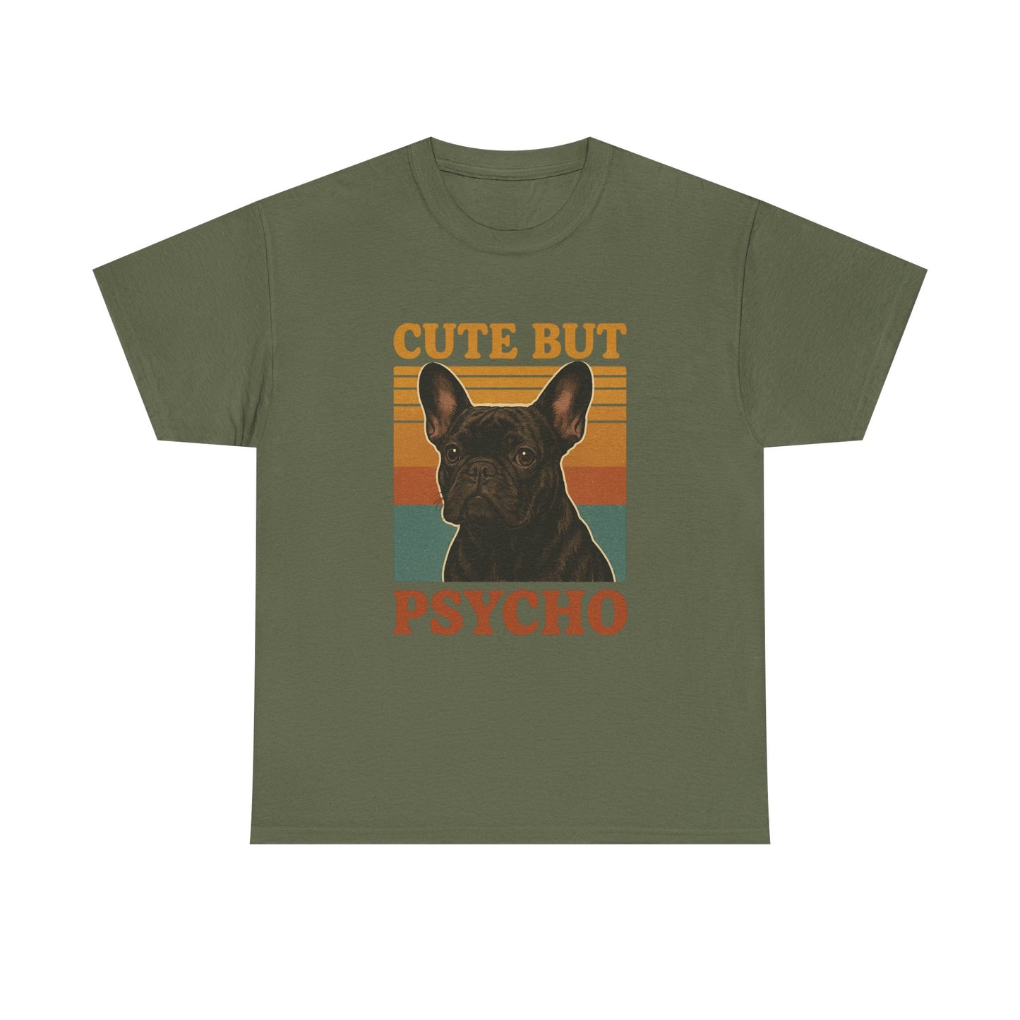 French Bulldog Cute But Psycho Unisex Tee, Funny Dog Lover Shirt, Moonwoven Design, Gift for Animal Lovers, Frenchie Tee, Graphic Dog Print