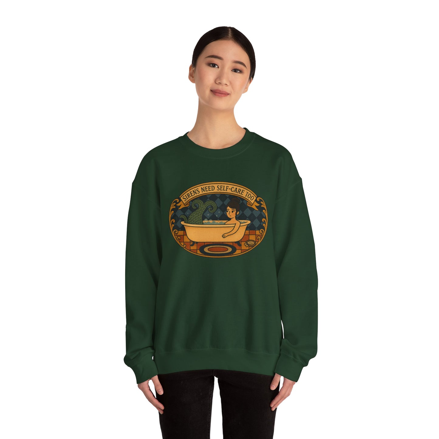 Sirens need Self-Care too , Crewneck Sweatshirt | Cozy Gift, Relaxation Apparel, Unisex Sweatshirt, Mindfulness Fashion, Self-Care Reminder