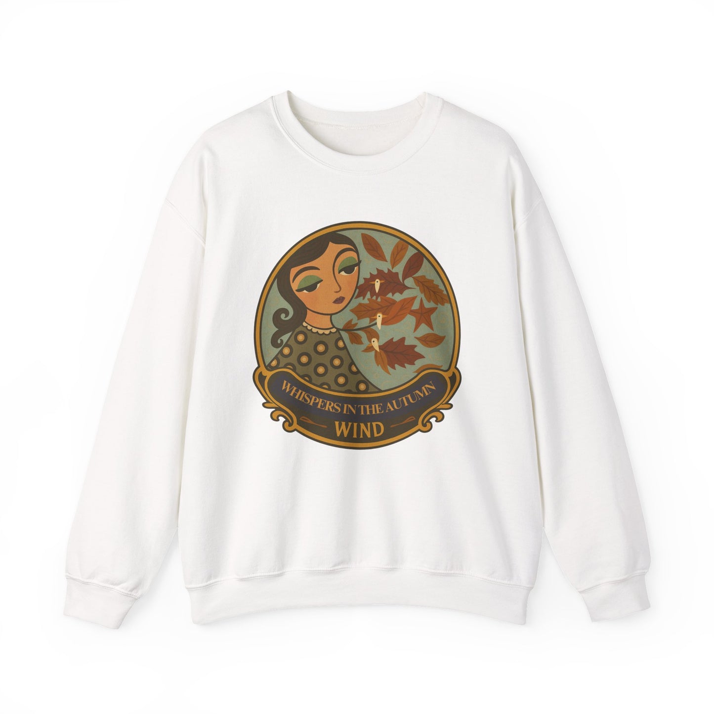 Whispers in th Autumn Wind Crewneck Sweatshirt with Vintage Floral Design, Casual Outings, Gift for Her, Holiday Sweater, Autumn Vibes