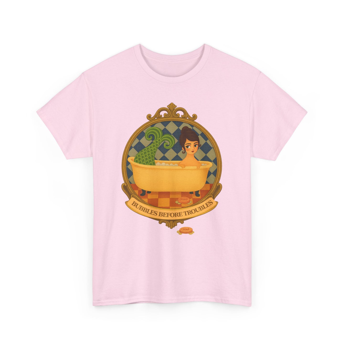 Bubbles before Troubles Unisex Tee, Graphic Art Tshirt, Moonwoven Luna Shirt, Bubble Design Top, Cute Casual Tee, Funny Quote Tee