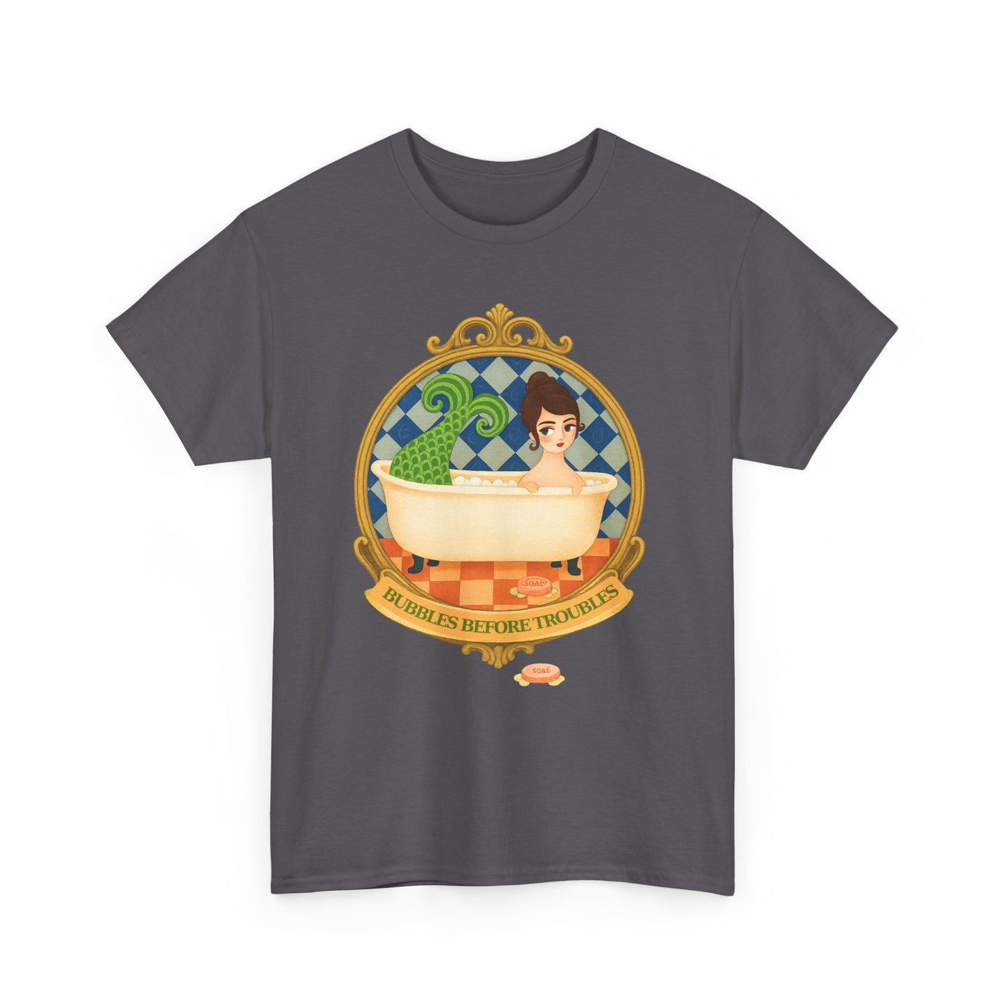 Mermaid Troubles ,Whimsical Bathtub Tee | Fun Gift for Aquatic Lovers, Retro Style T-Shirt, Quirky Graphic Tee, Unique Casual Wear, Bath-Themed Apparel