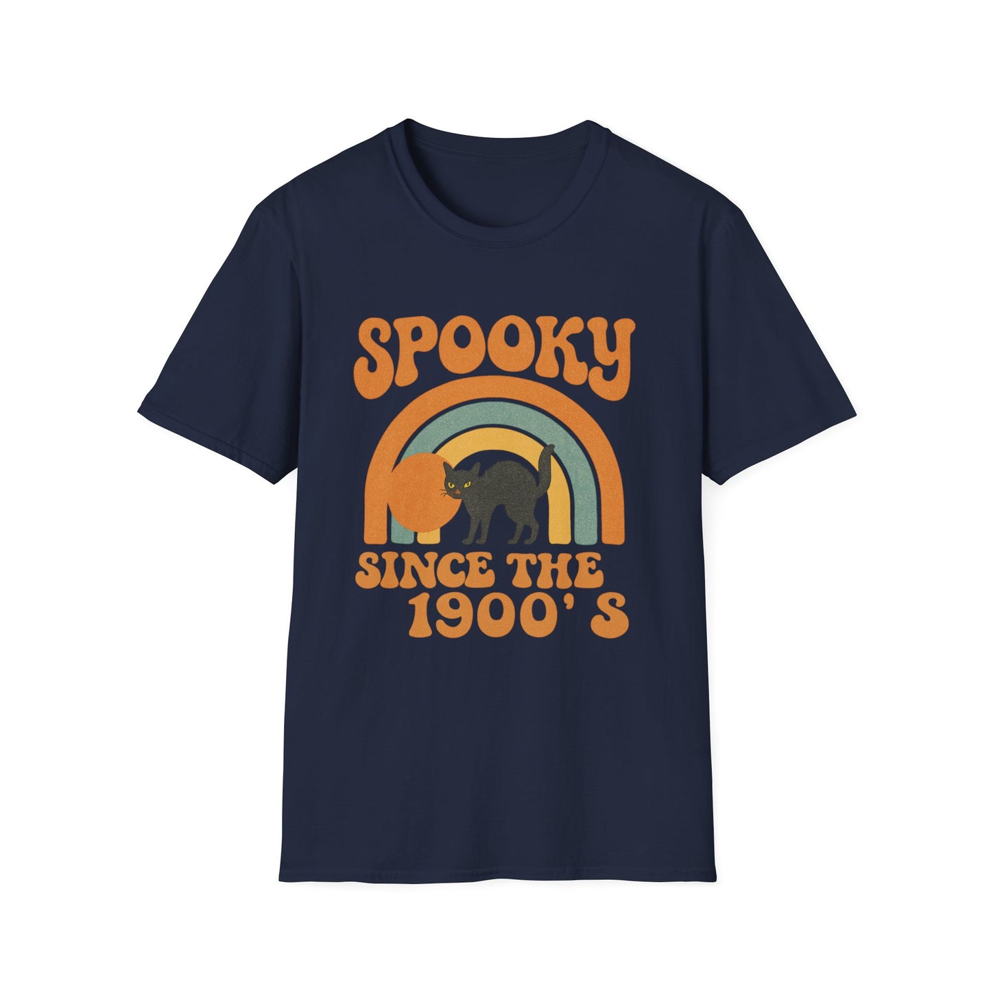 Spooky Since The 1900's Retro Halloween T-Shirt Vintage Black Cat Graphic.