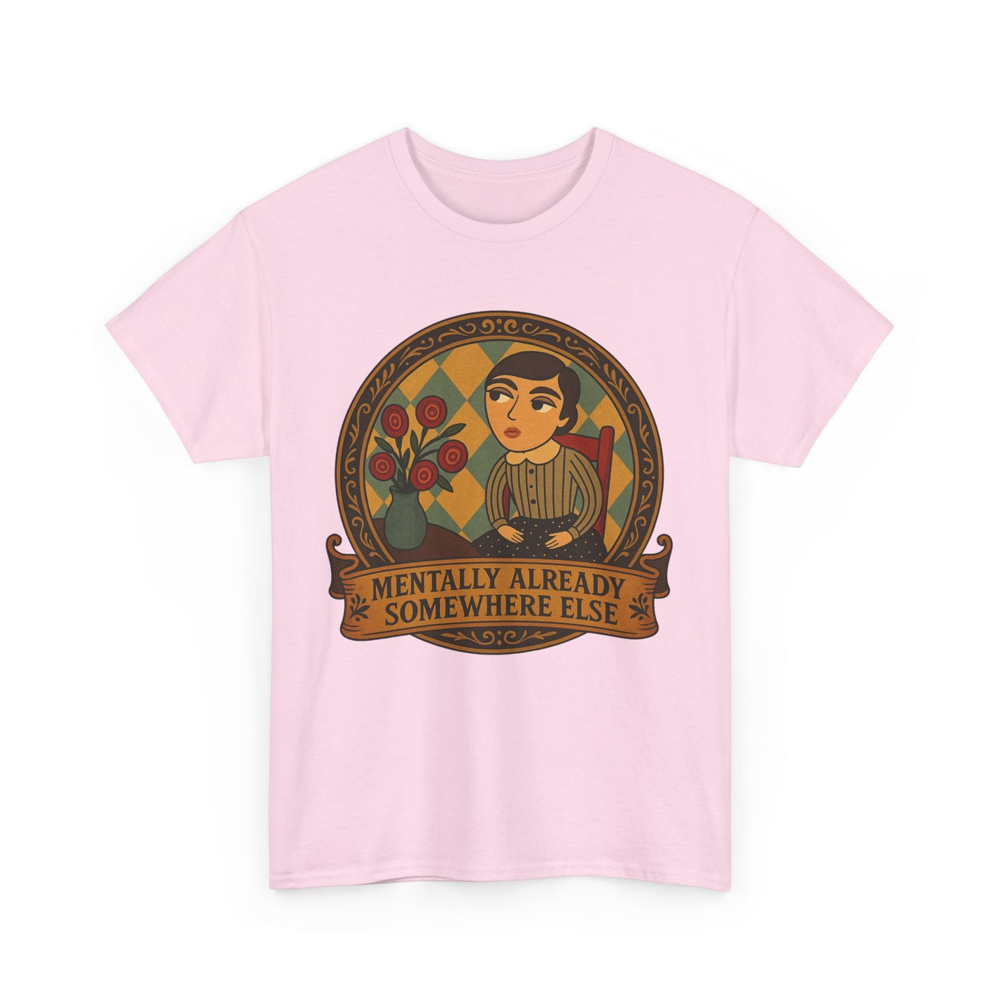 Retro Graphic Tee: 'Mentally Already Somewhere Else', Original Art t-shirt, Casual Wear, Vintage Style, Gift for Dreamers,