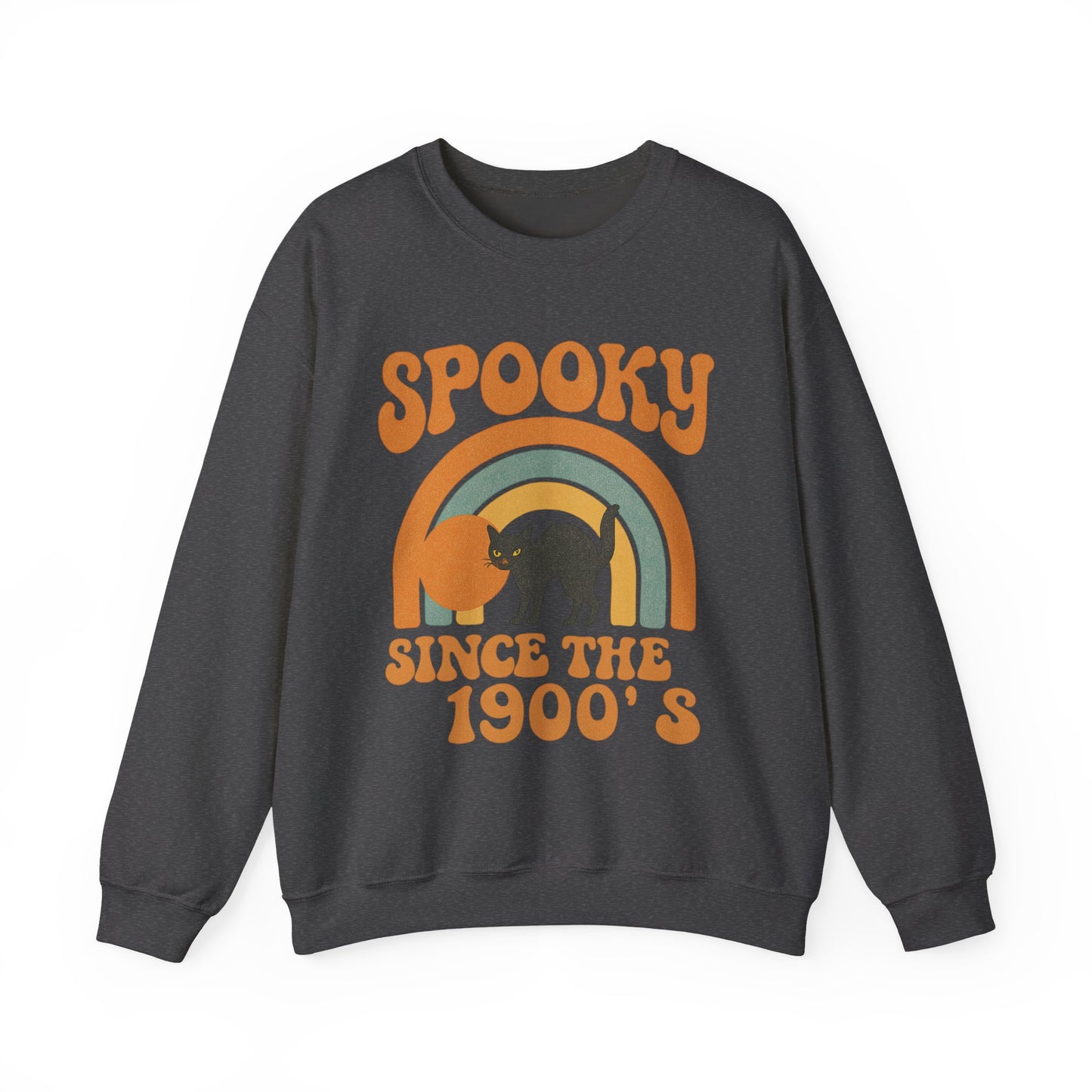 Spooky Since the 1900's , Retro Halloween Crewneck Sweatshirt, Vintage Black Cat Graphic.