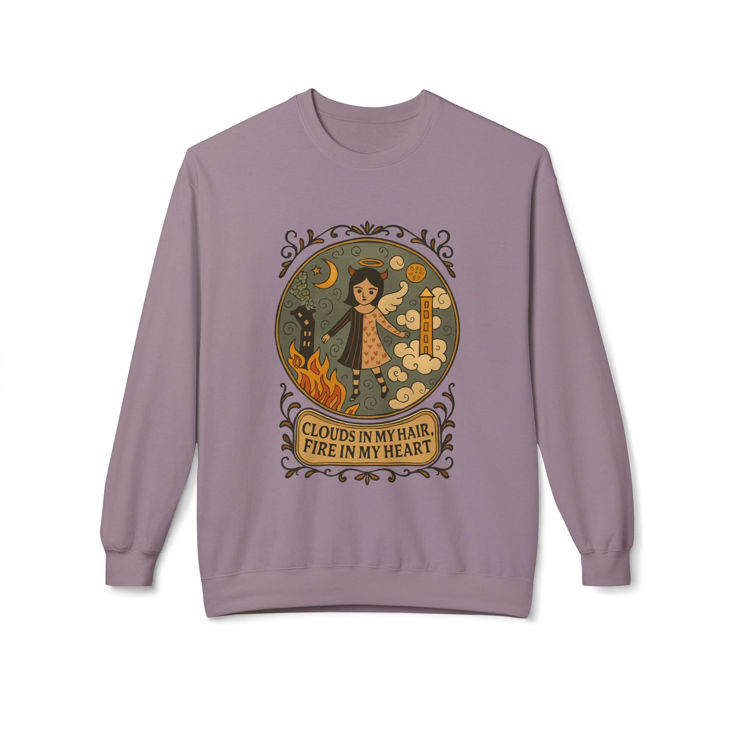 Cozy Inspirational Sweatshirt, Soft Fleece Crewneck, Fire in My Heart, Gift for Dreamers, Fall Fashion, Unisex Crew Sweatshirt