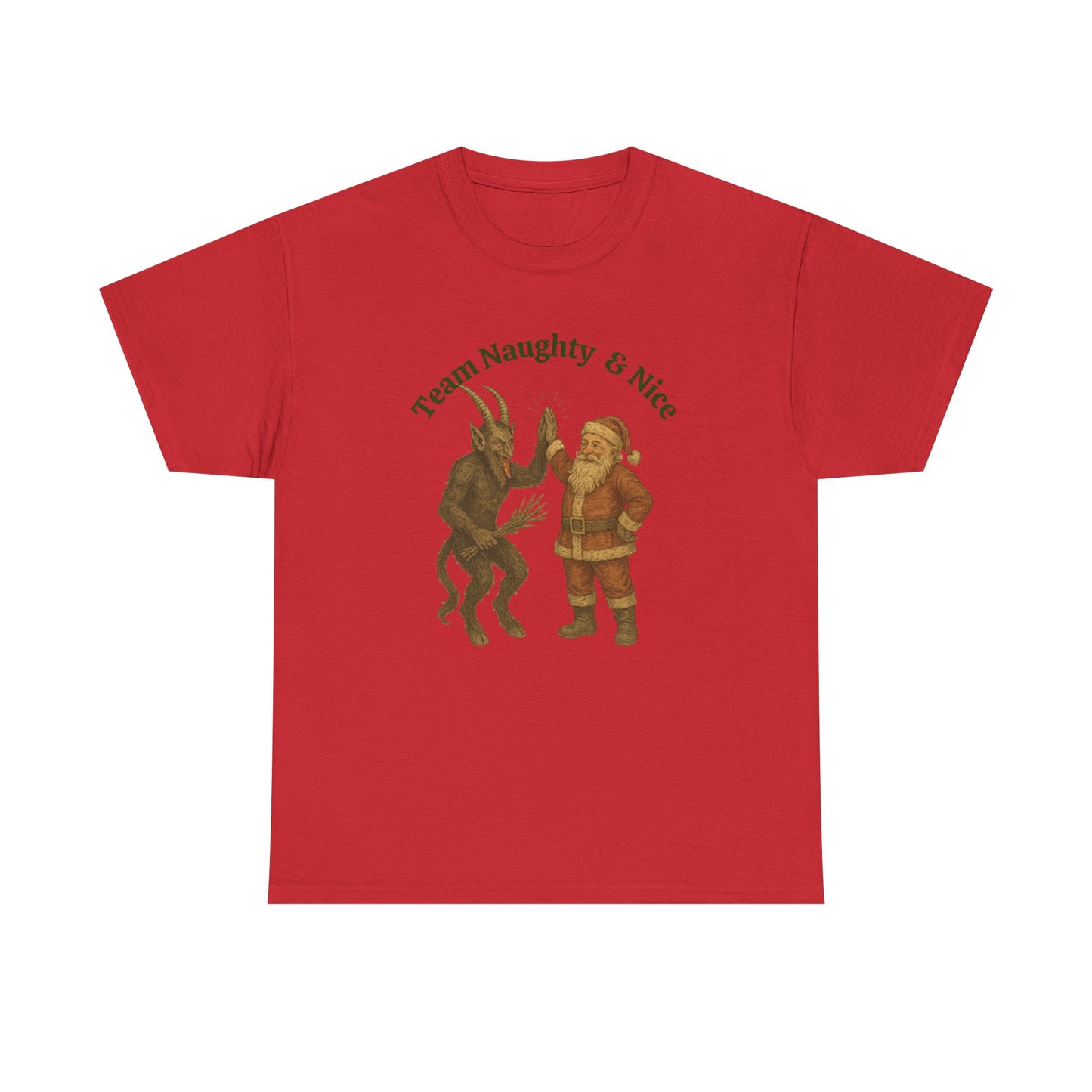Naughty or Nice, Santa & Krampus High Five Holiday t-shirt!