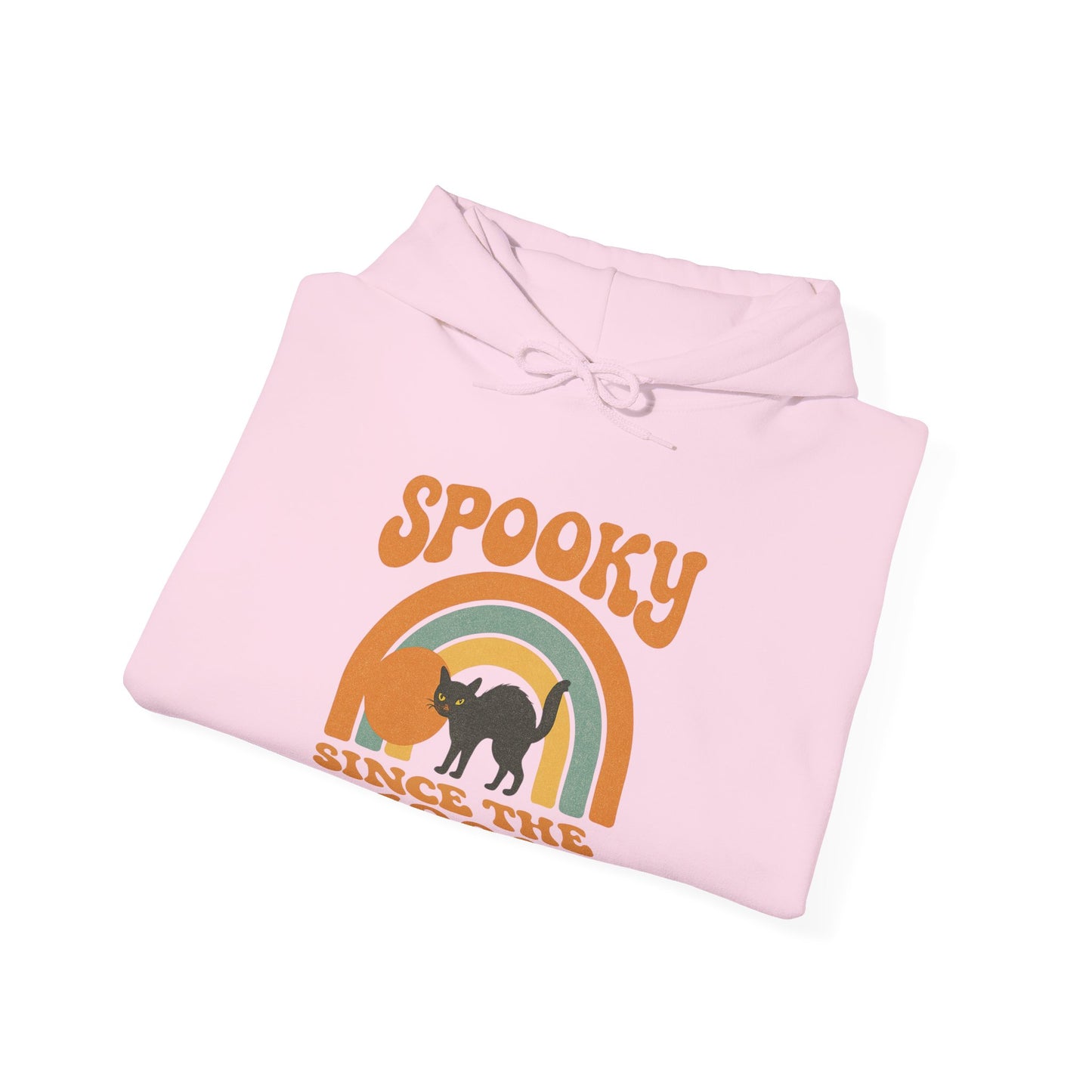 Spooky Since the 1900's , Retro Halloween Hooded Sweatshirt, Vintage Black Cat Graphic.