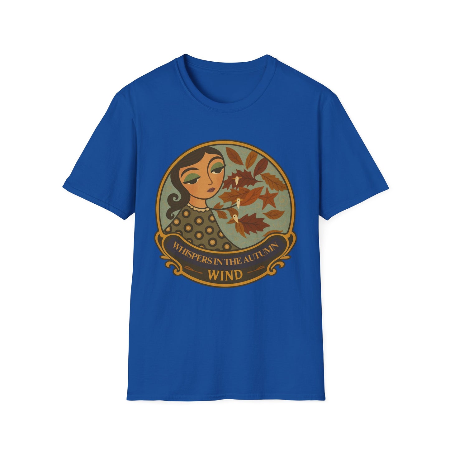 Whimsical Whispers in the Autumn Wind T-Shirt, Vintage Art Tee, original art, Gift for Her, design by Moonwoven by Luna , Eco-Friendly tee