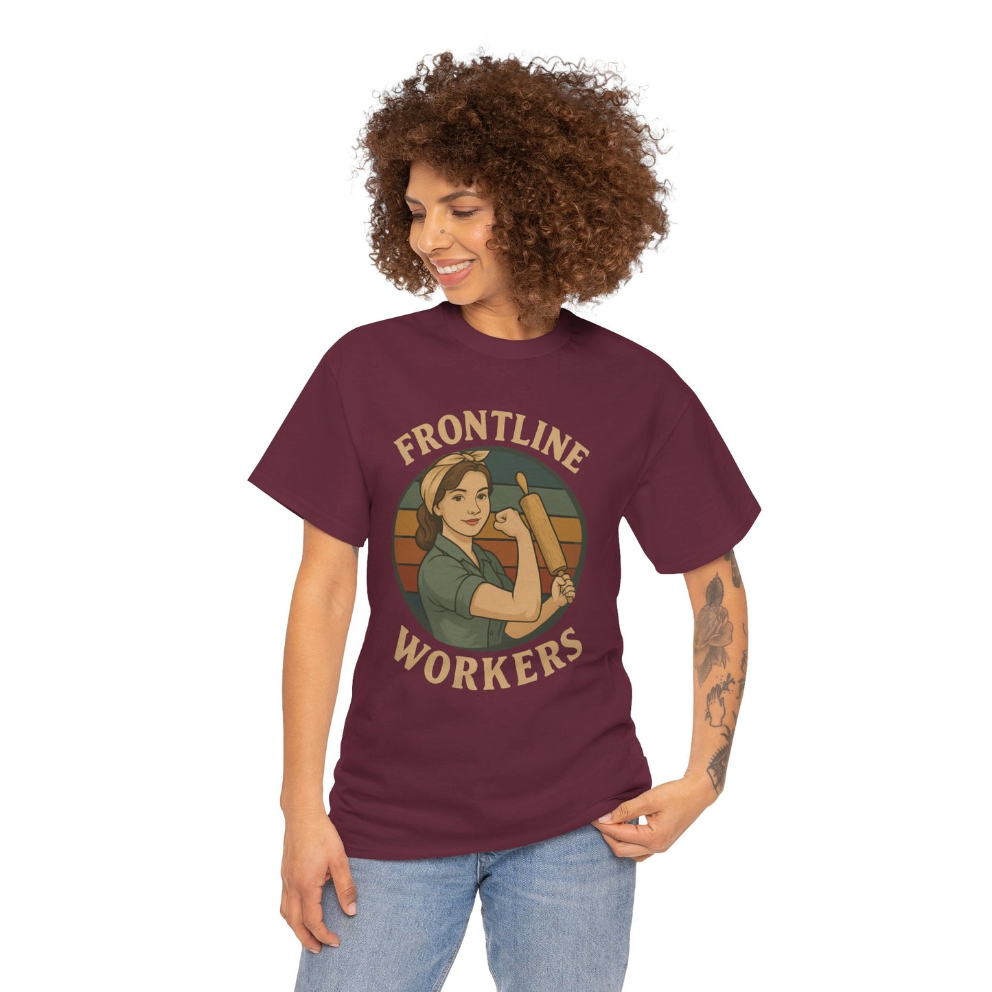 Frontline Workers Unisex Heavy Cotton Tee, Support Essential Workers Shirt, Gratitude Apparel, Healthcare Hero Gift, Everyday Comfort Tee