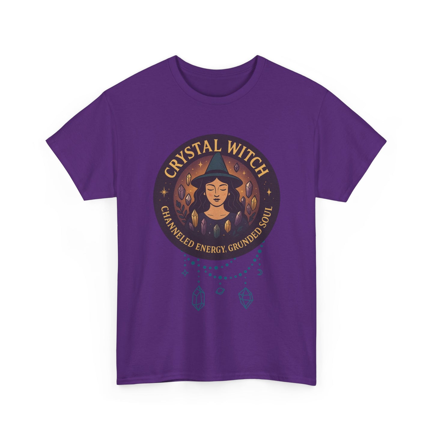 Crystal Witch Heavy Cotton Tee for Spiritual Souls, Unisex T-Shirt, Witchy Apparel, Energy Grounding Gift, Magic Lover's Fashion