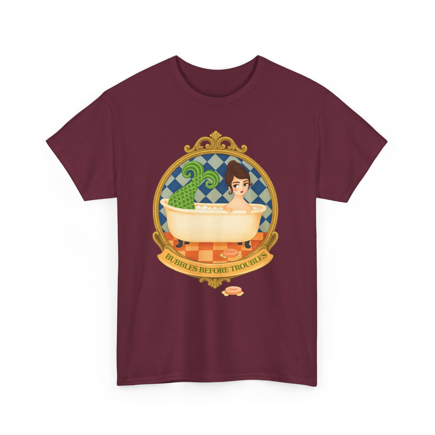 Mermaid Troubles ,Whimsical Bathtub Tee | Fun Gift for Aquatic Lovers, Retro Style T-Shirt, Quirky Graphic Tee, Unique Casual Wear, Bath-Themed Apparel