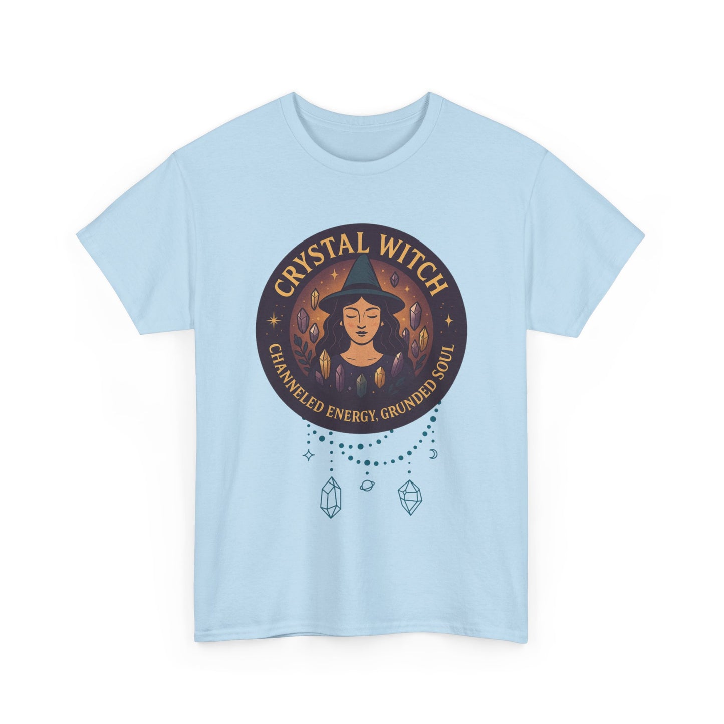 Crystal Witch Heavy Cotton Tee for Spiritual Souls, Unisex T-Shirt, Witchy Apparel, Energy Grounding Gift, Magic Lover's Fashion