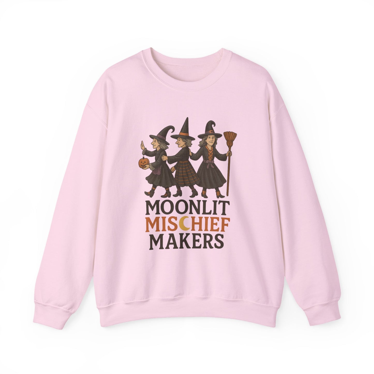Moonlit Mischief Makers Sweatshirt - Cozy Halloween Crewneck, Perfect Gift for Fall,Casual Style, design by Moonwoven by Luna