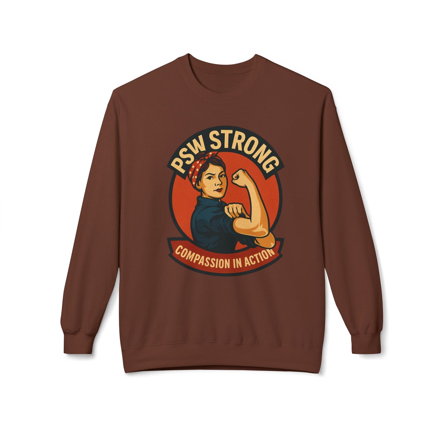 PSW Strong Fleece Crewneck Sweatshirt - Empowerment Gift, Cozy Apparel, Thoughtful Present, Comfortable Fashion, Inspirational Wear