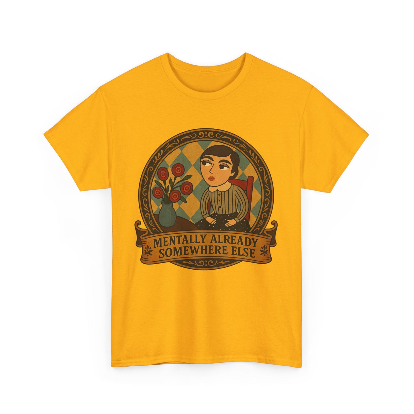 Retro Graphic Tee: 'Mentally Already Somewhere Else', Original Art t-shirt, Casual Wear, Vintage Style, Gift for Dreamers,