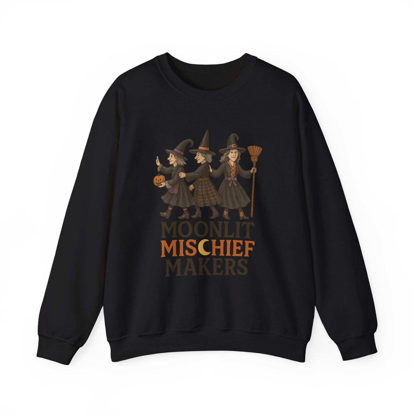 Moonlit Mischief Makers Sweatshirt - Cozy Halloween Crewneck, Perfect Gift for Fall,Casual Style, design by Moonwoven by Luna