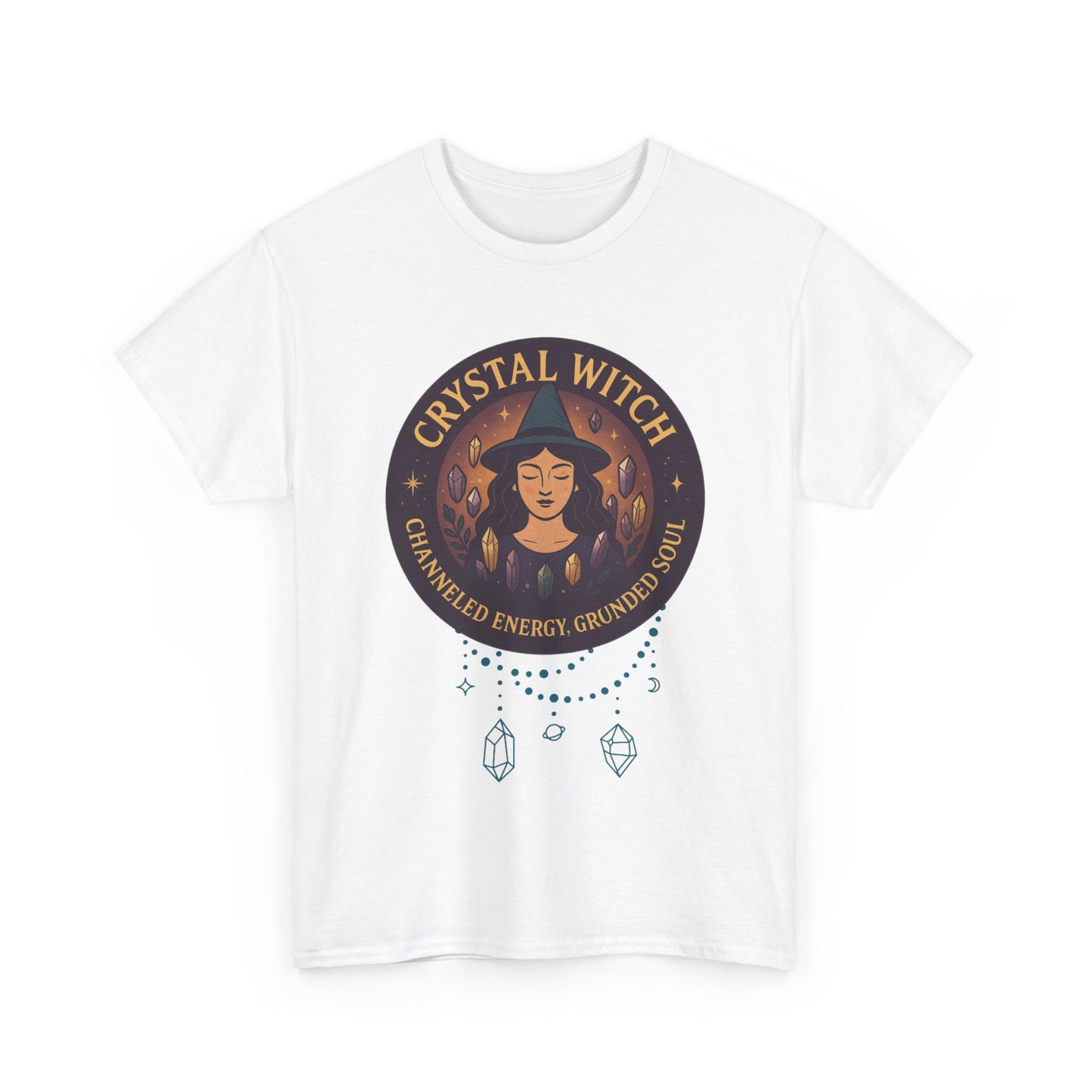 Crystal Witch Heavy Cotton Tee for Spiritual Souls, Unisex T-Shirt, Witchy Apparel, Energy Grounding Gift, Magic Lover's Fashion
