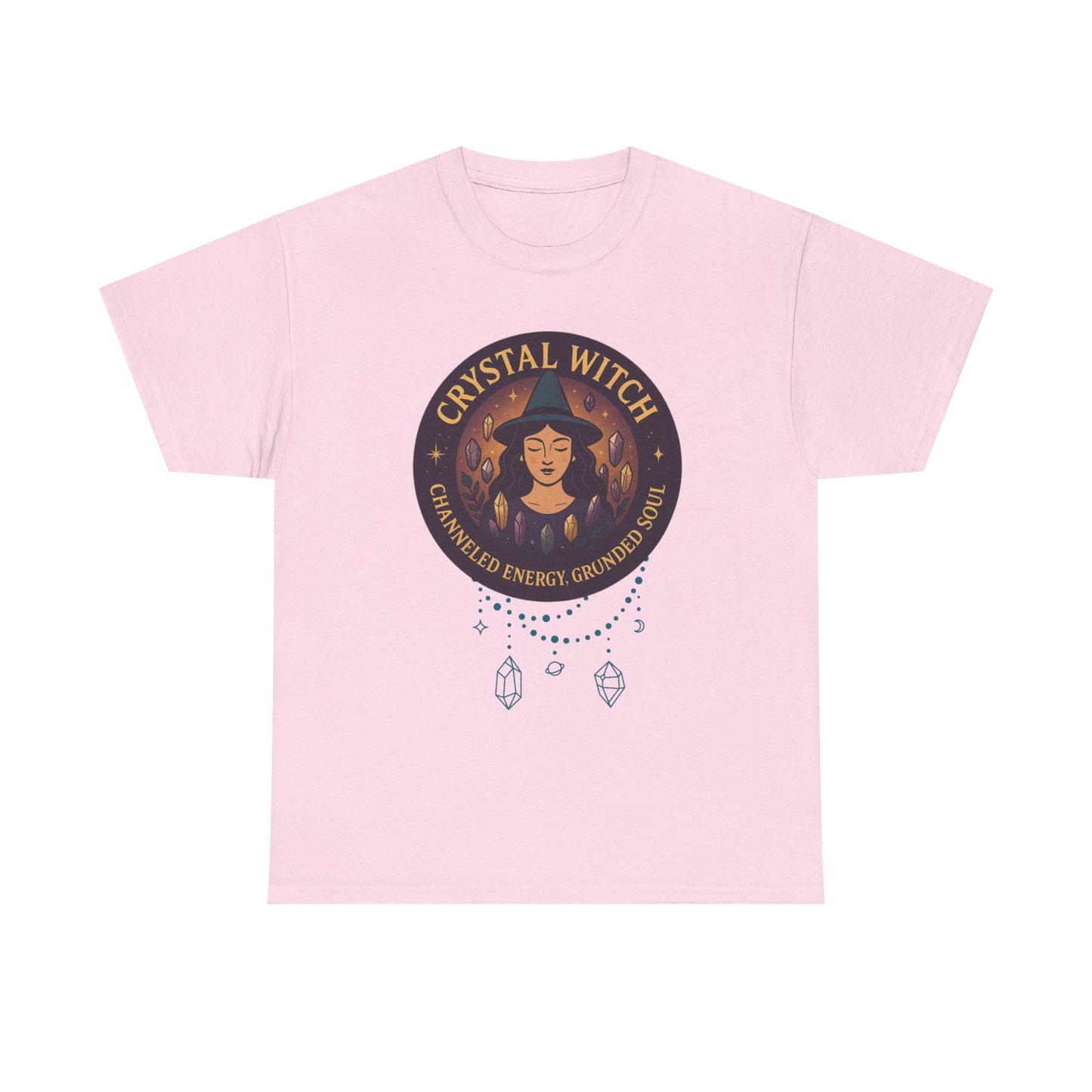Crystal Witch Heavy Cotton Tee for Spiritual Souls, Unisex T-Shirt, Witchy Apparel, Energy Grounding Gift, Magic Lover's Fashion