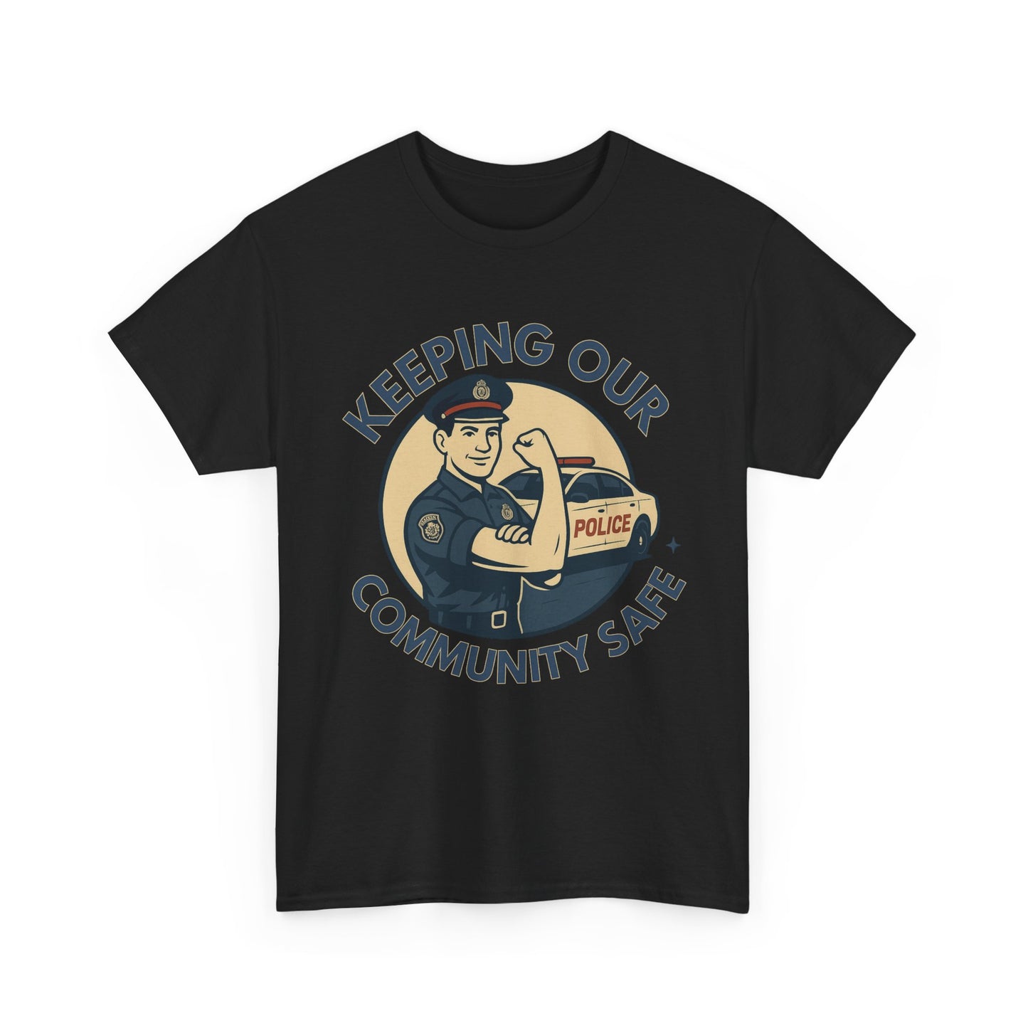 Male Police, Community Safety Tee - Unisex Heavy Cotton Shirt, Police Appreciation T-Shirt, Gift for Heroes, Casual Wear, Law Enforcement Support