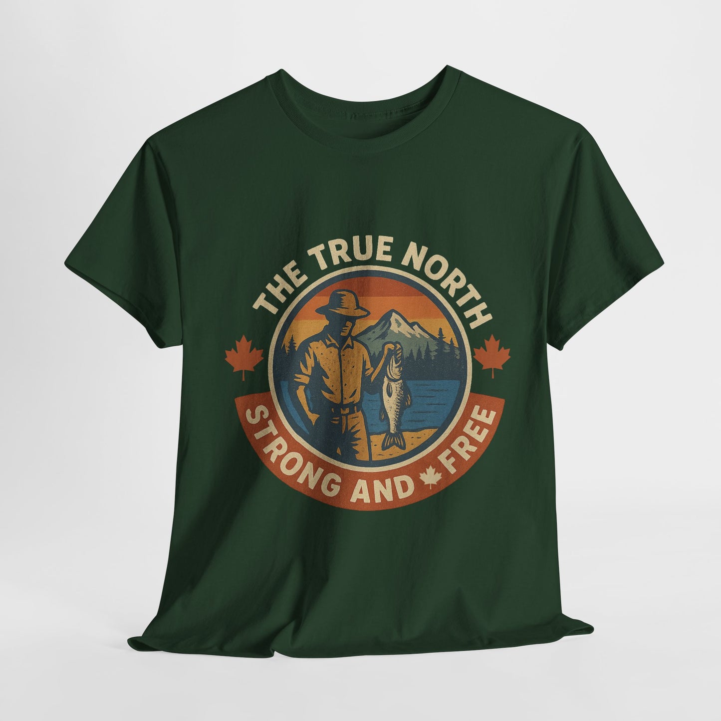 True North Strong and Free, Adventure Tee | Unisex Heavy Cotton Tee for Outdoors Lovers, Casual Wear, Gifts, Travel, Exploration