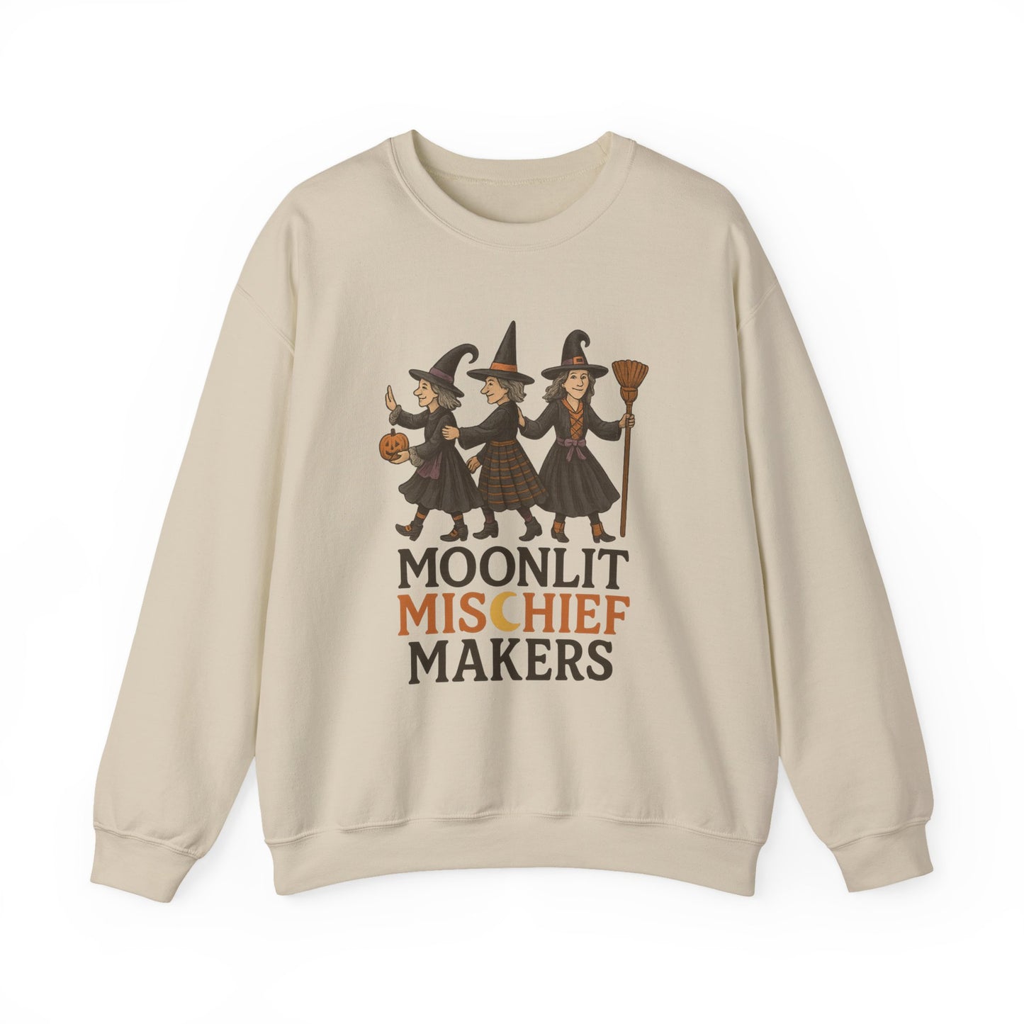 Moonlit Mischief Makers Sweatshirt - Cozy Halloween Crewneck, Perfect Gift for Fall,Casual Style, design by Moonwoven by Luna