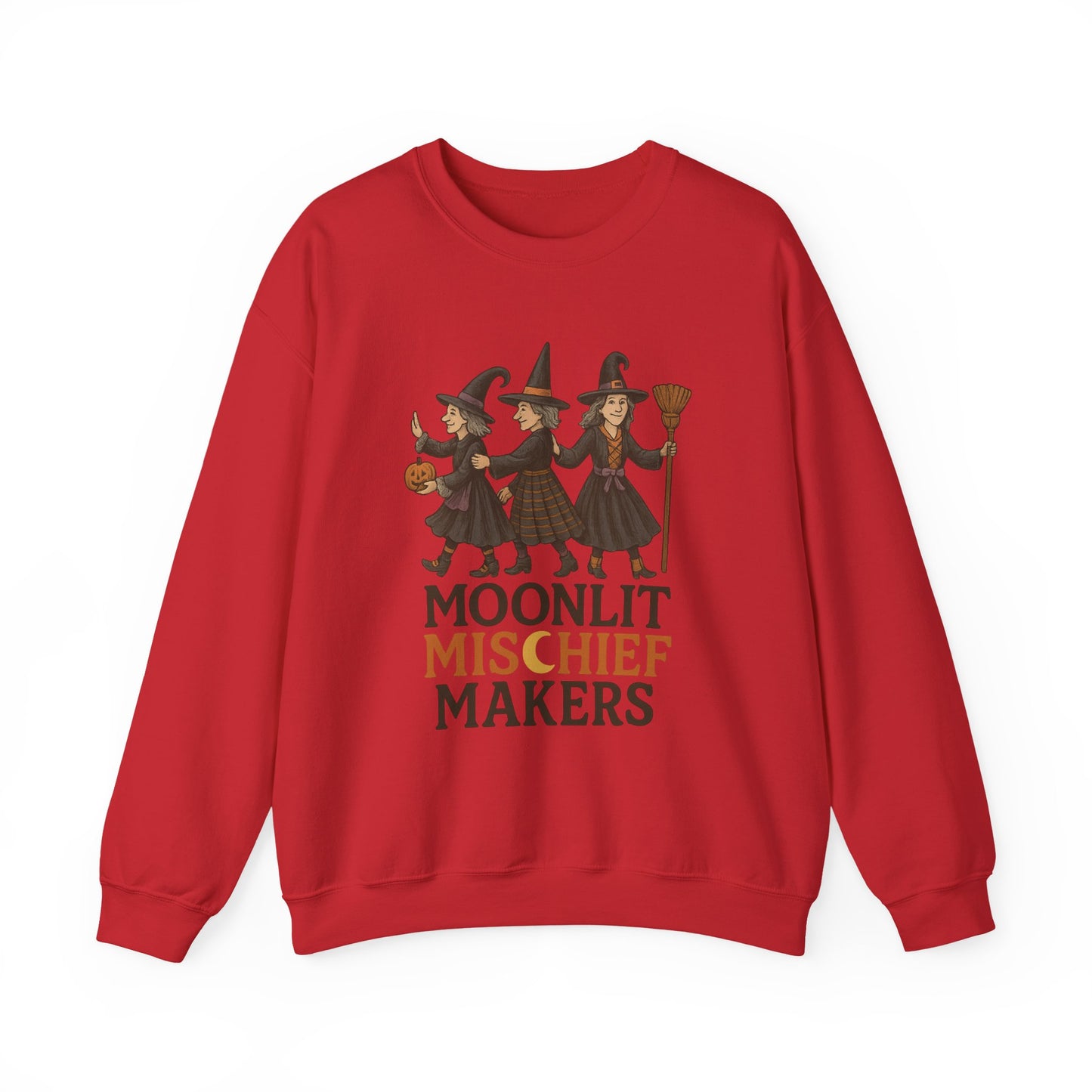 Moonlit Mischief Makers Sweatshirt - Cozy Halloween Crewneck, Perfect Gift for Fall,Casual Style, design by Moonwoven by Luna