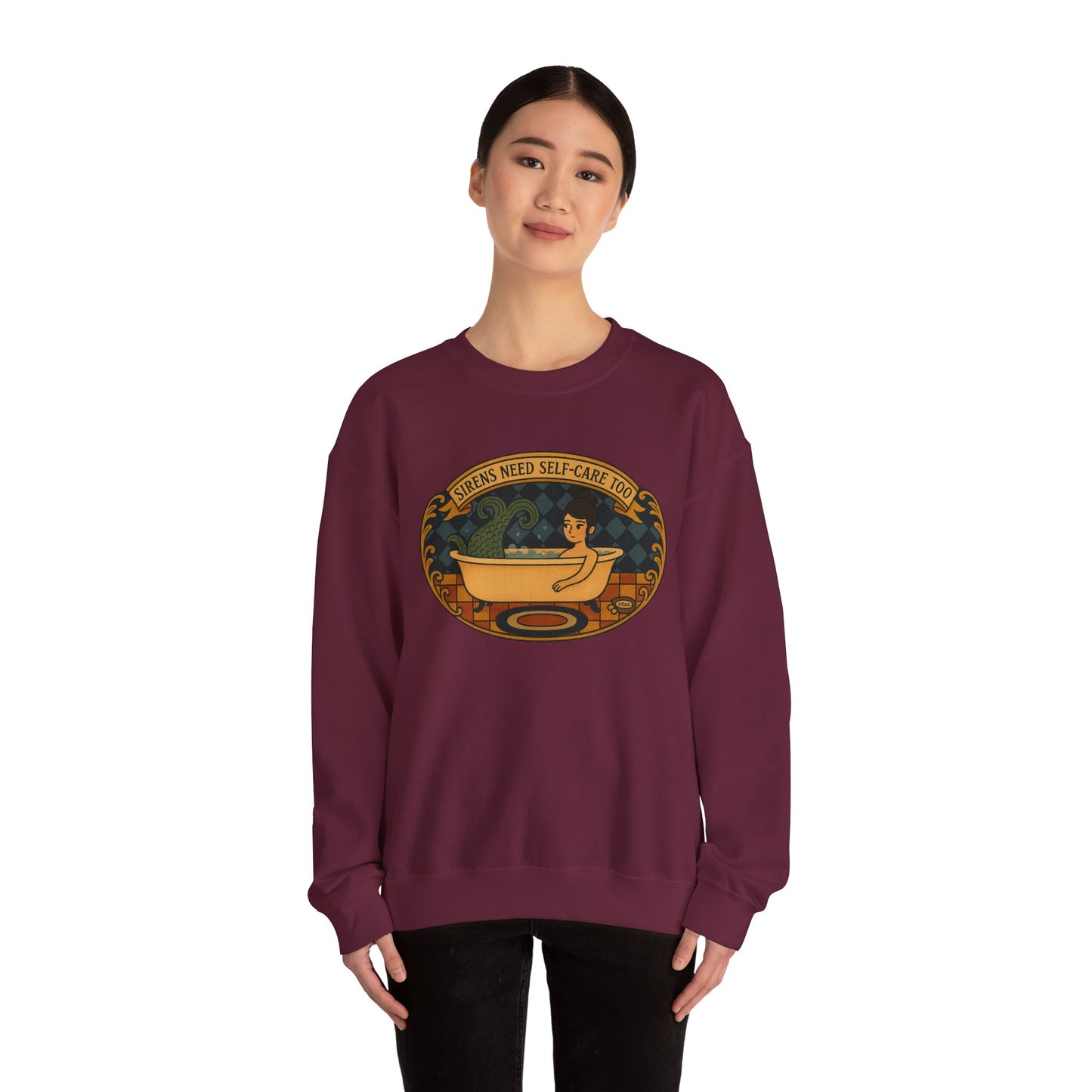 Sirens need Self-Care too , Crewneck Sweatshirt | Cozy Gift, Relaxation Apparel, Unisex Sweatshirt, Mindfulness Fashion, Self-Care Reminder