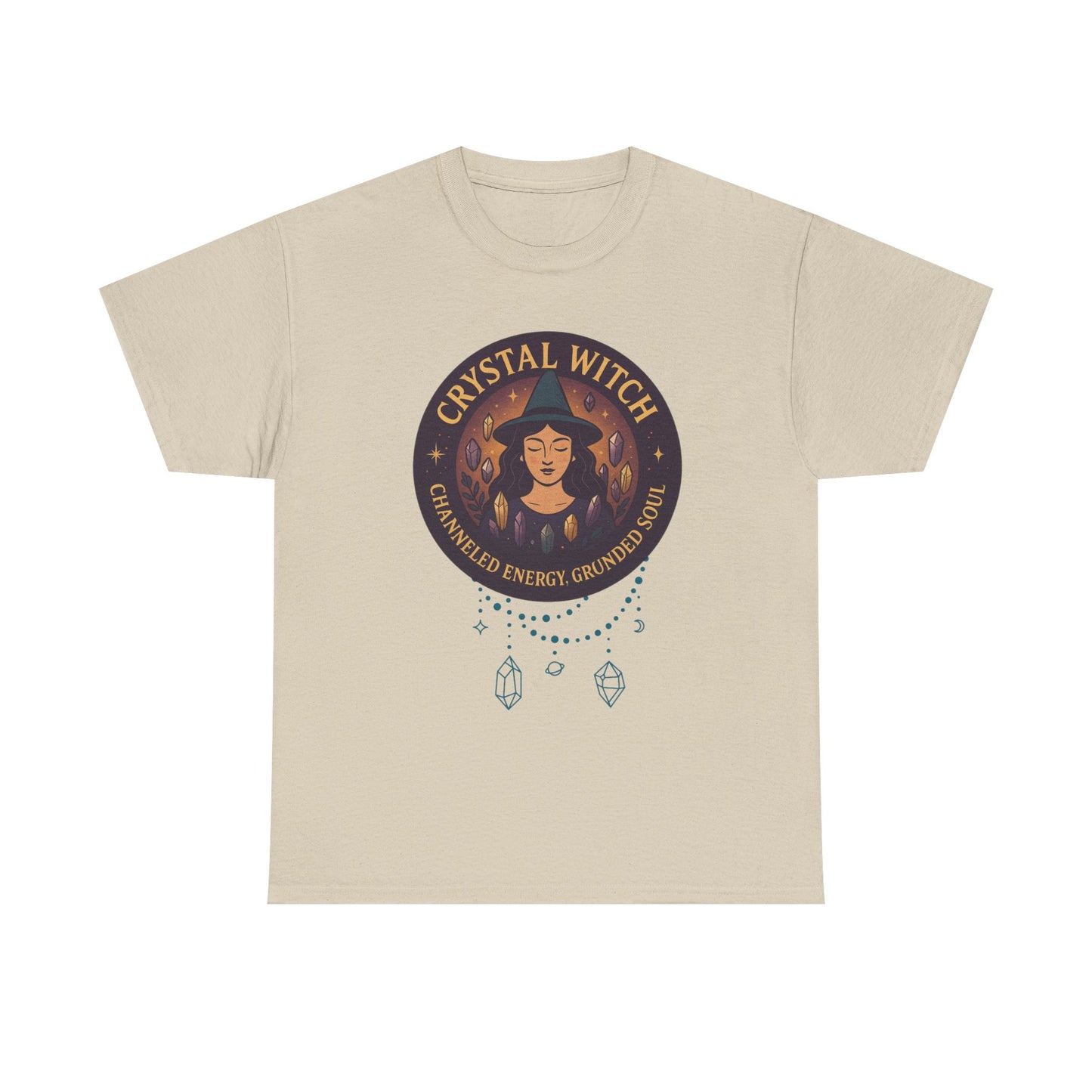 Crystal Witch Heavy Cotton Tee for Spiritual Souls, Unisex T-Shirt, Witchy Apparel, Energy Grounding Gift, Magic Lover's Fashion