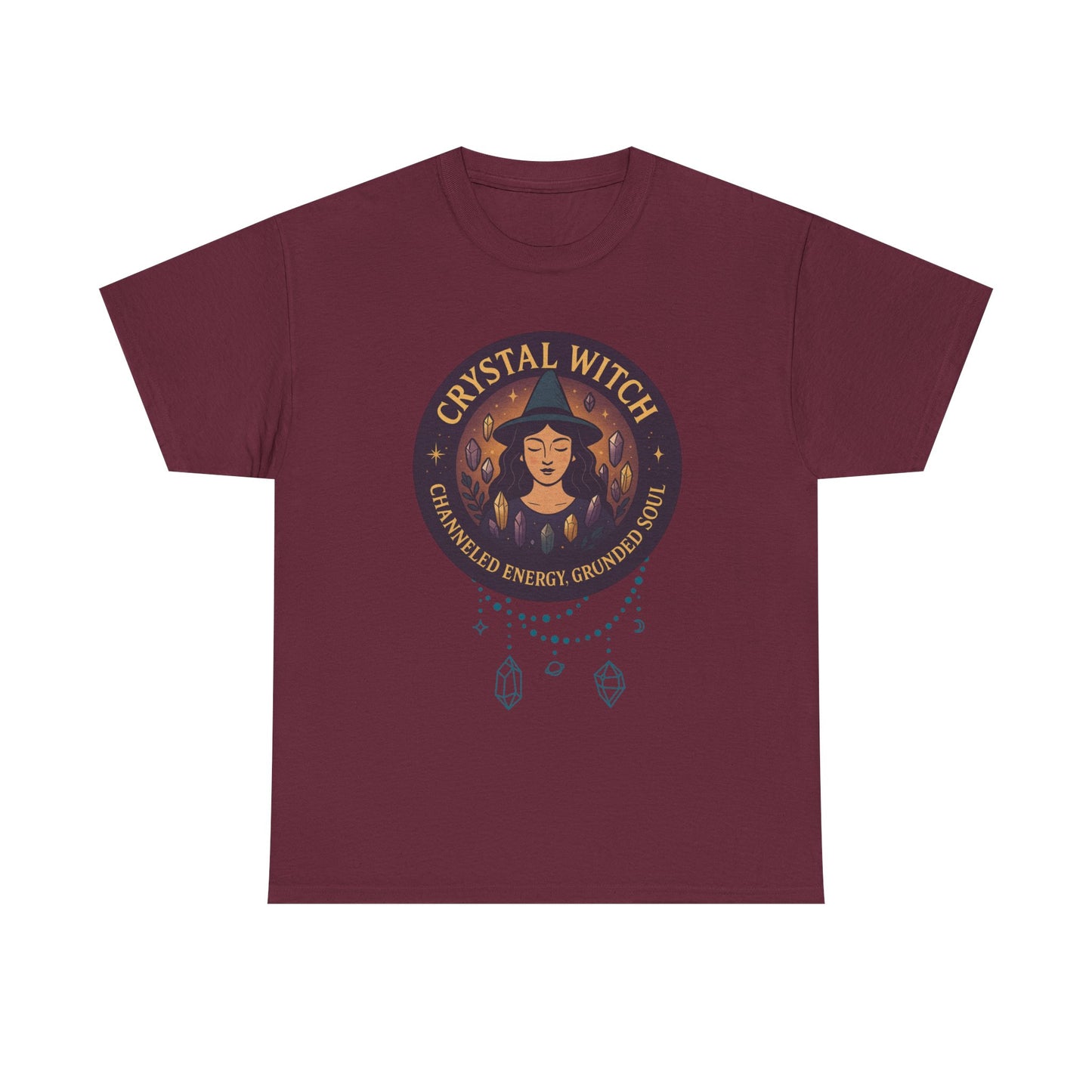 Crystal Witch Heavy Cotton Tee for Spiritual Souls, Unisex T-Shirt, Witchy Apparel, Energy Grounding Gift, Magic Lover's Fashion