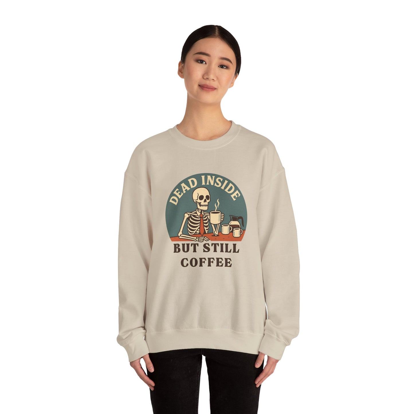 Dead Inside, But Still Coffee, Unisex Heavy Blend™ Crewneck Sweatshirt
