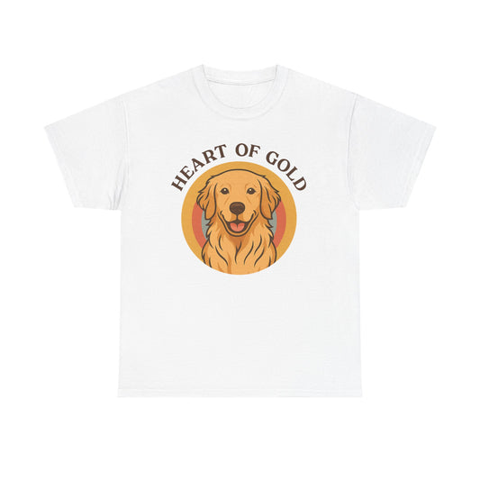 Golden Retriever, Heart of Gold Dog Tee - Unisex Heavy Cotton T-Shirt, Pet Lover Gift, Animal Lover Apparel, Golden Retriever Shirt,