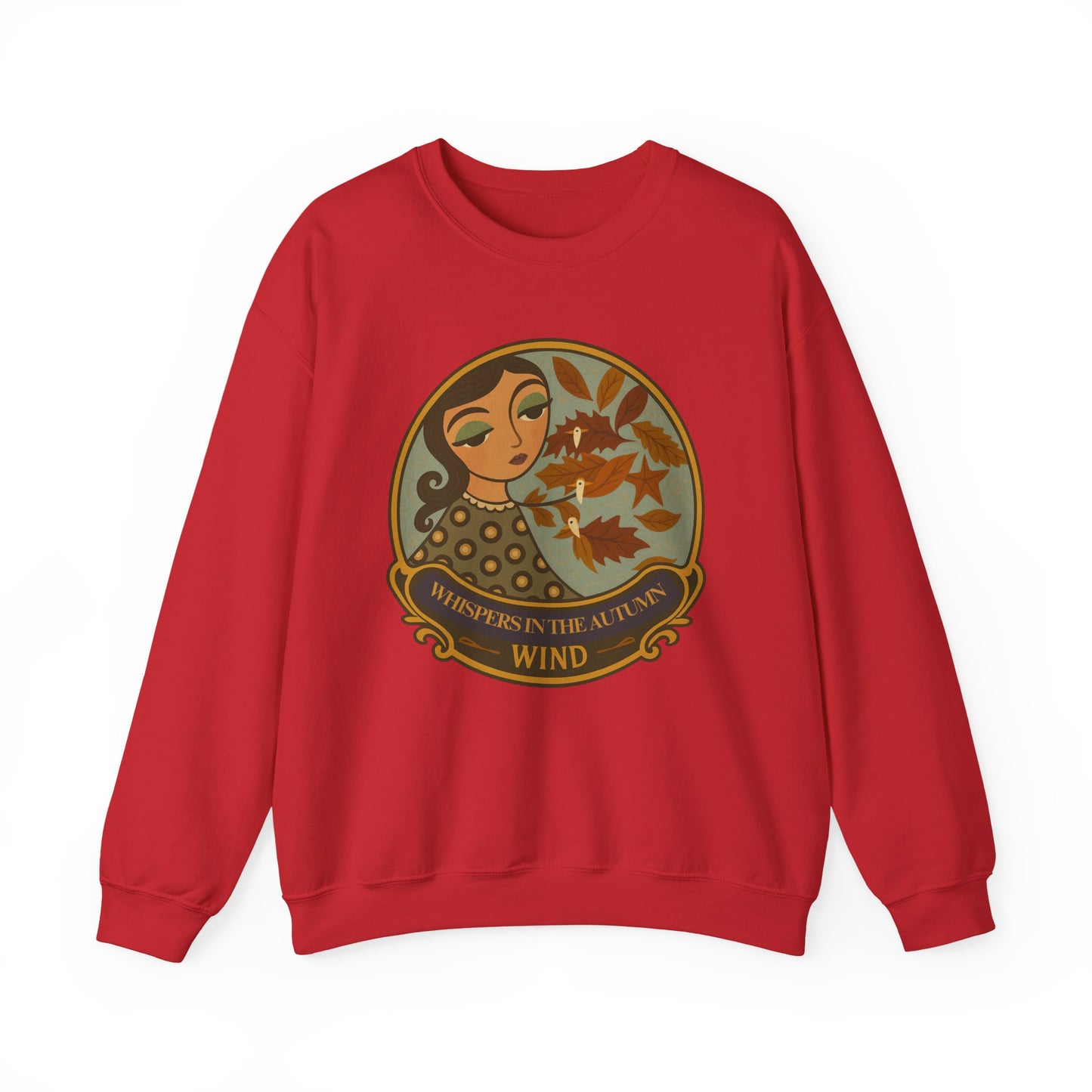 Whispers in th Autumn Wind Crewneck Sweatshirt with Vintage Floral Design, Casual Outings, Gift for Her, Holiday Sweater, Autumn Vibes