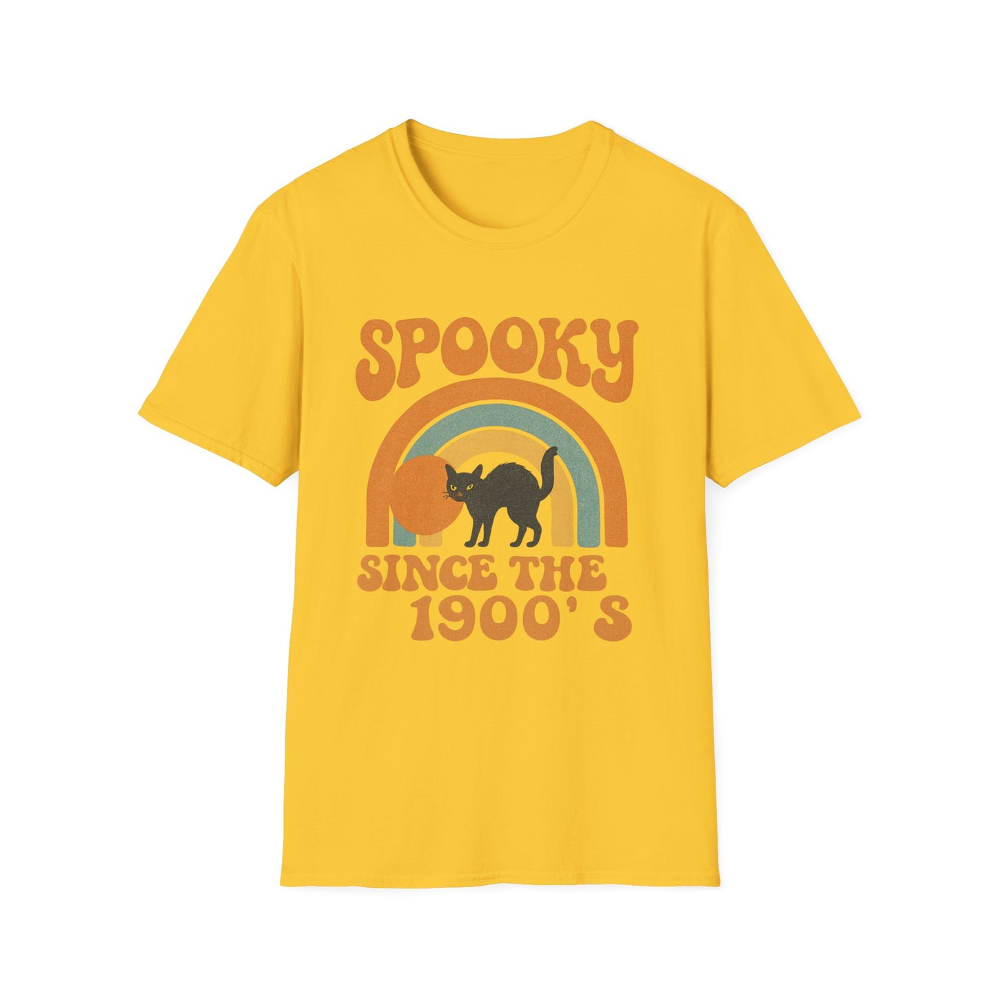 Spooky Since The 1900's Retro Halloween T-Shirt Vintage Black Cat Graphic.